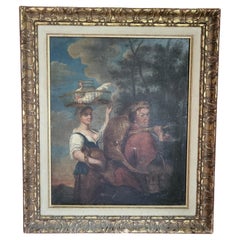Oil painting of a hunter with lady