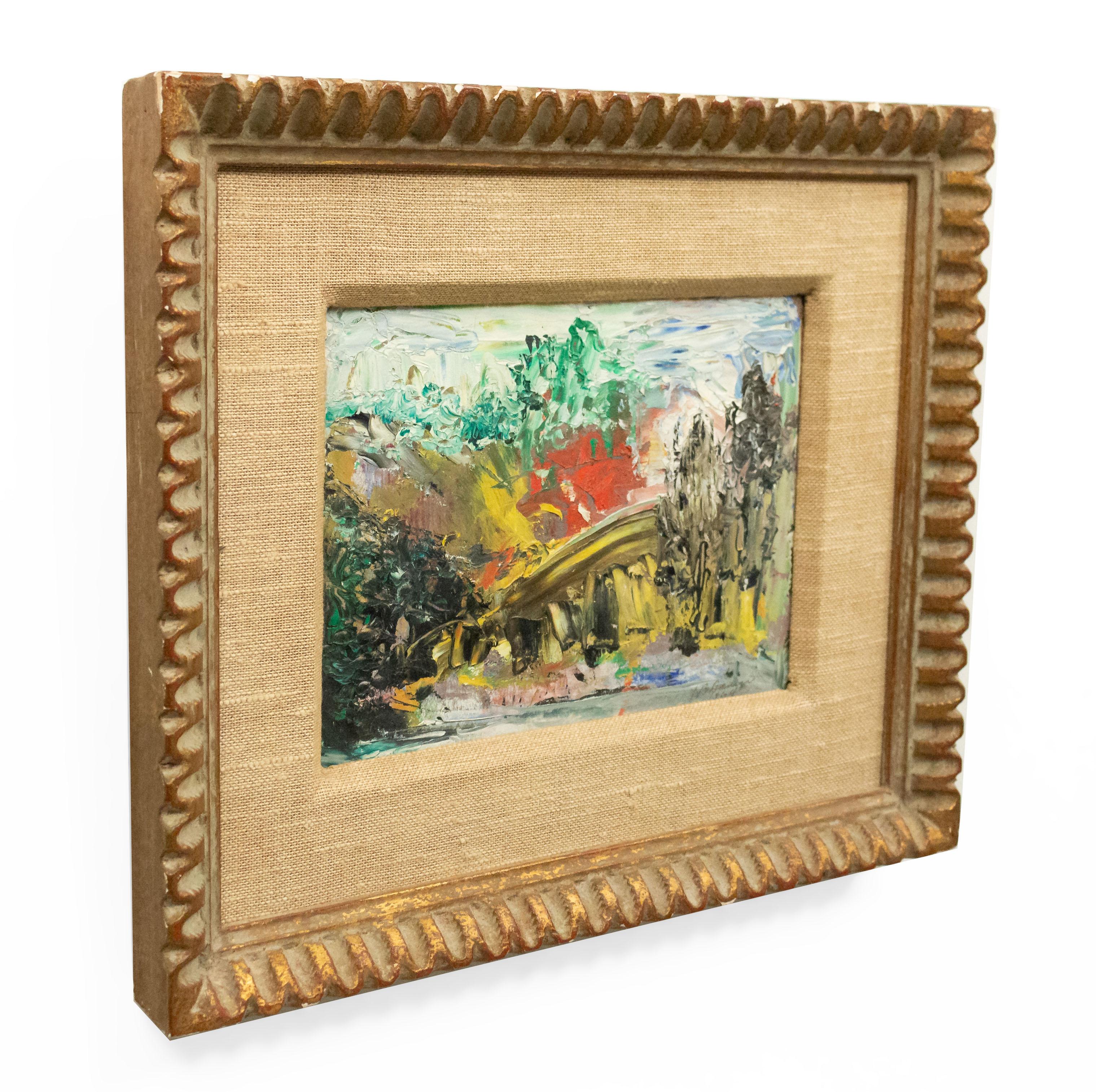 20th Century Oil Painting of a Landscape in a Venetian Style Frame For Sale
