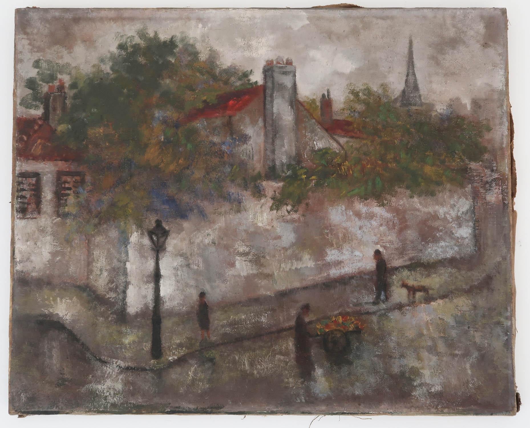 Maravilloso óleo postimpresionista de una escena callejera de París, obra de un buen artista, Isaac Lichtenstein. Posiblemente el barrio de Montmartre.

Óleo sobre lienzo.Revestimiento antiguo. Sin título.

Firmado y fechado en 1924 en el