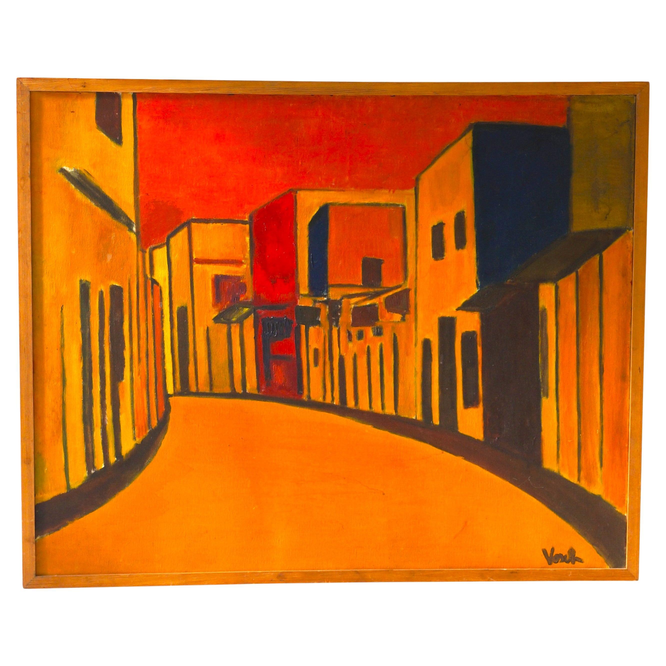 Ölgemälde einer Pariser Straße bei Sonnenuntergang, Marc Vosch, 1970er Jahre im Angebot