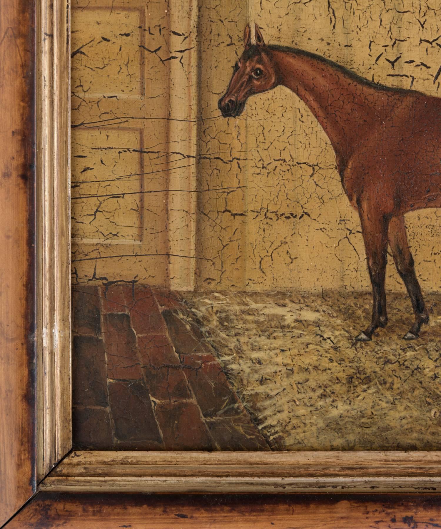 Folk Art Oil Painting of a Racing Horse, circa 1840