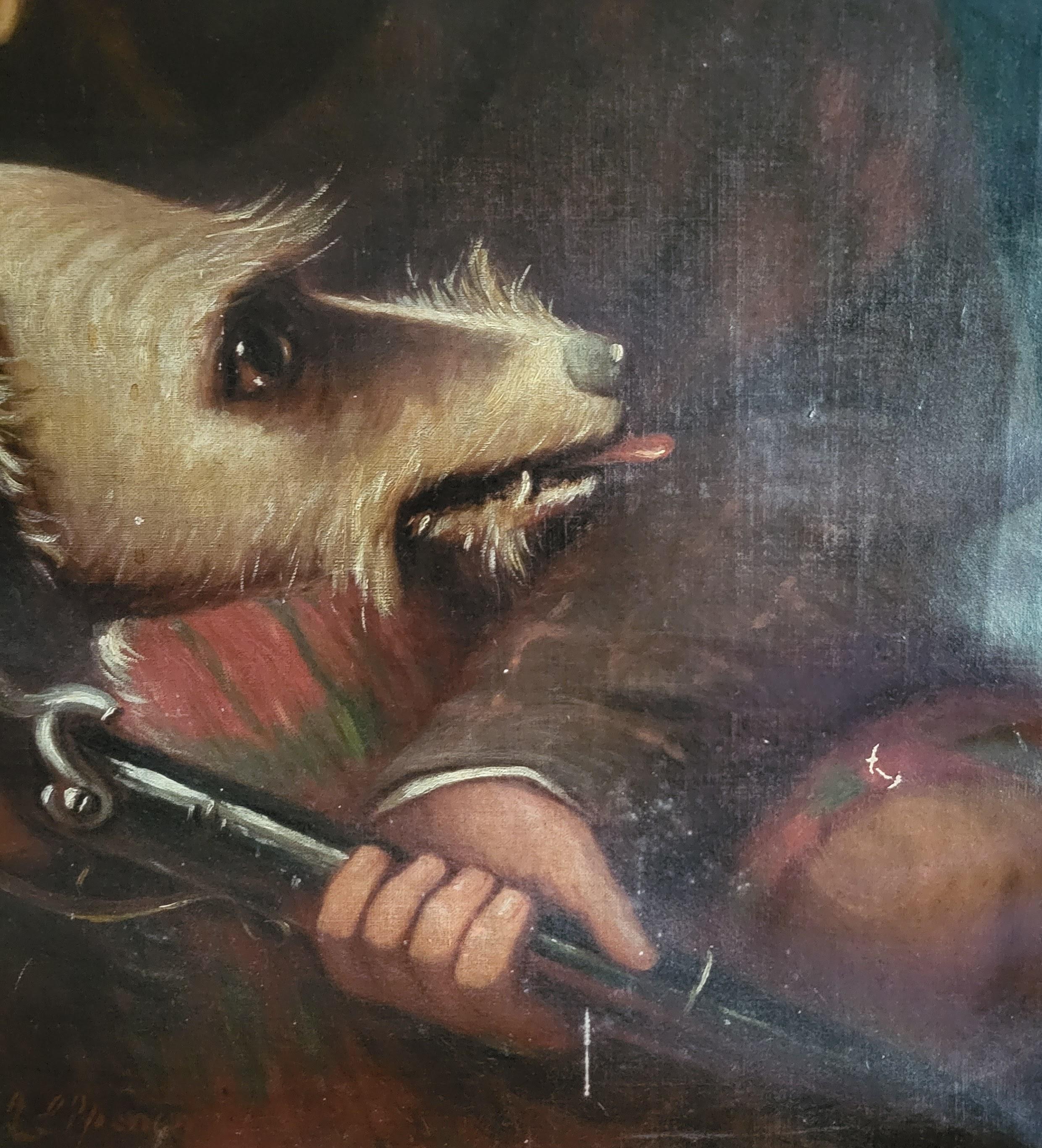 Hand-Painted Oil painting of a Scottish gentleman hunter For Sale