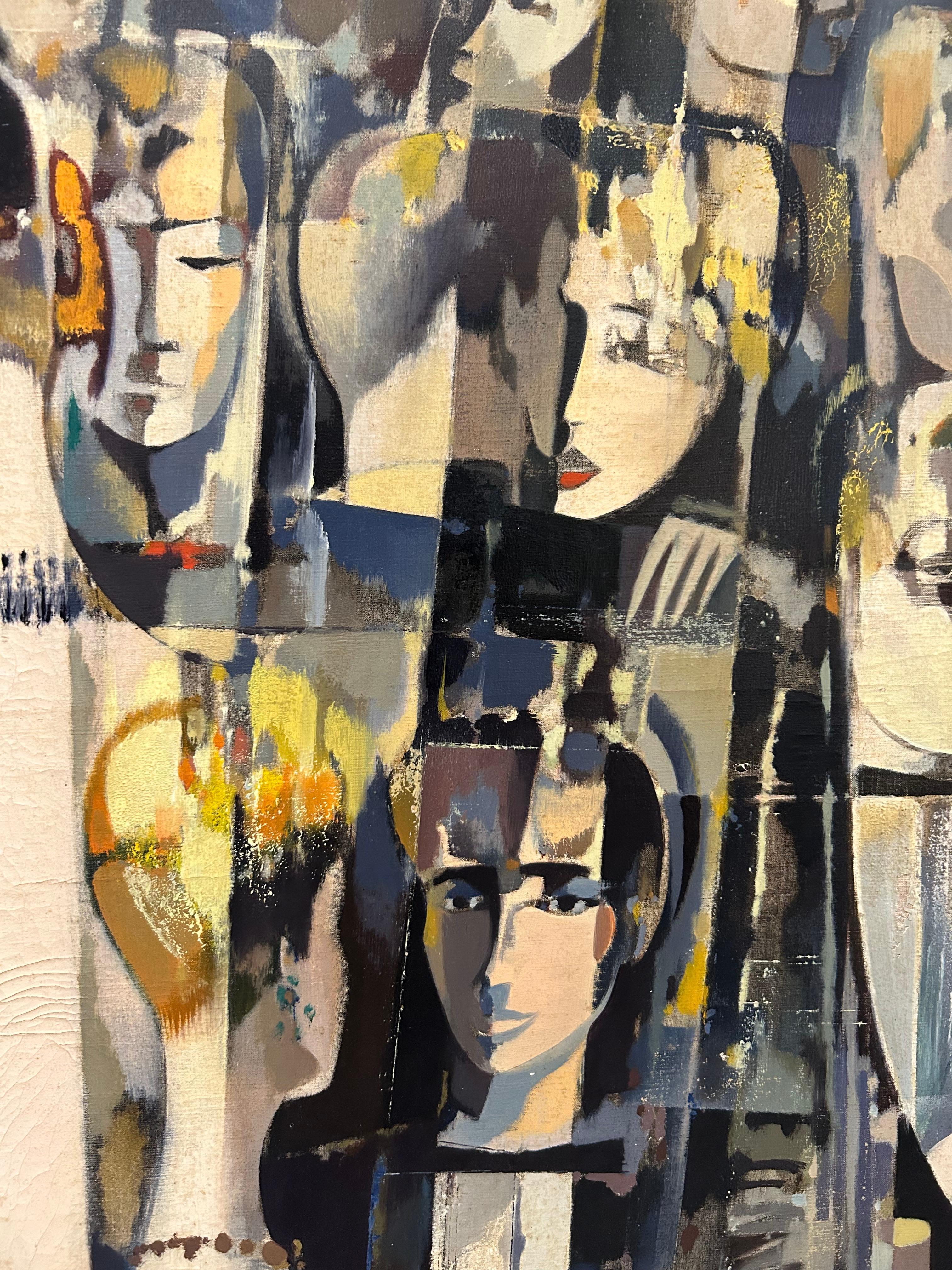 Peinture à l'huile d'une scène de soirée par Jean-Théobald Jacus, C.C. 1950 en vente 6