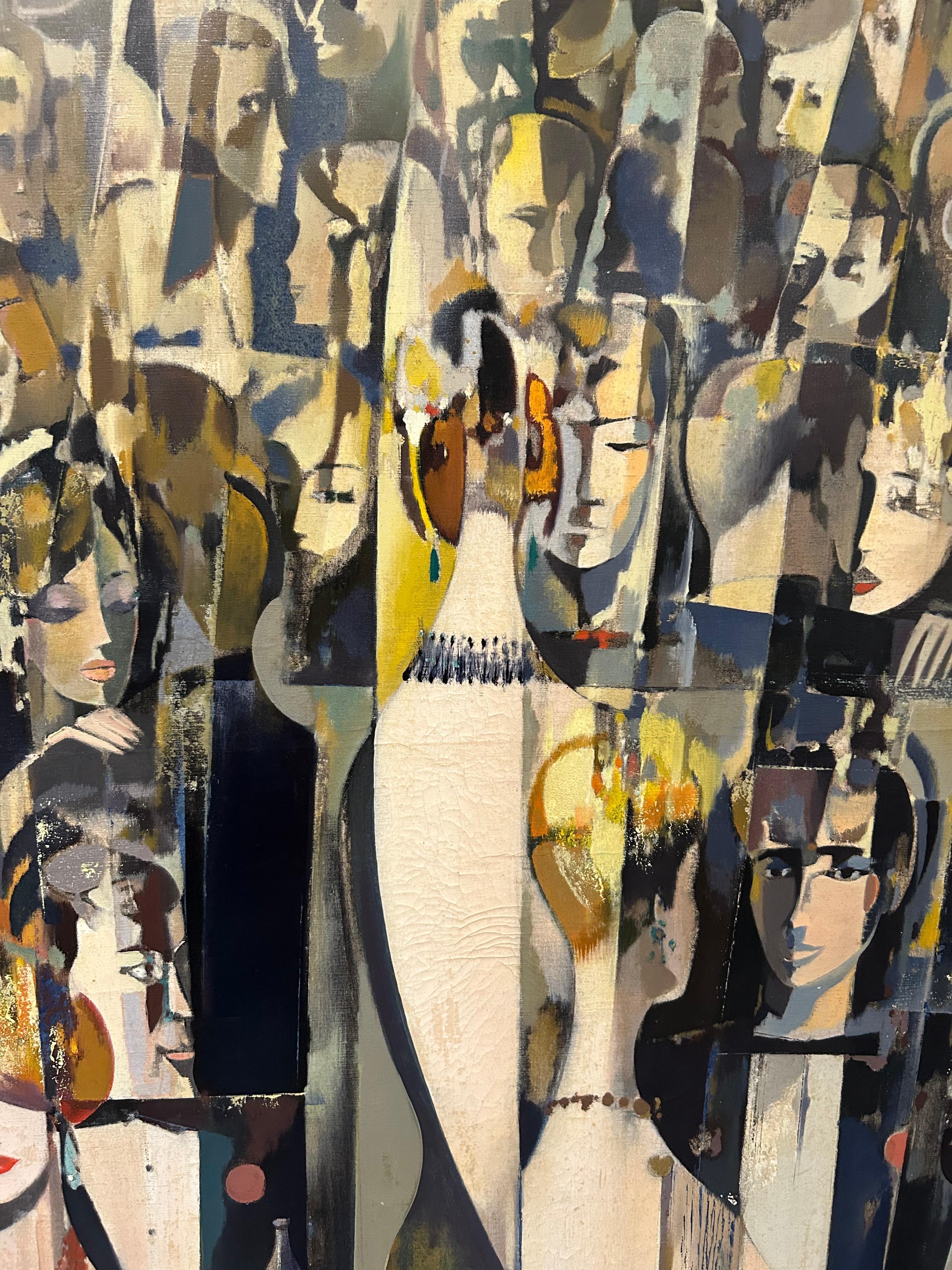 Peinture à l'huile d'une scène de soirée par Jean-Théobald Jacus, C.C. 1950 en vente 7