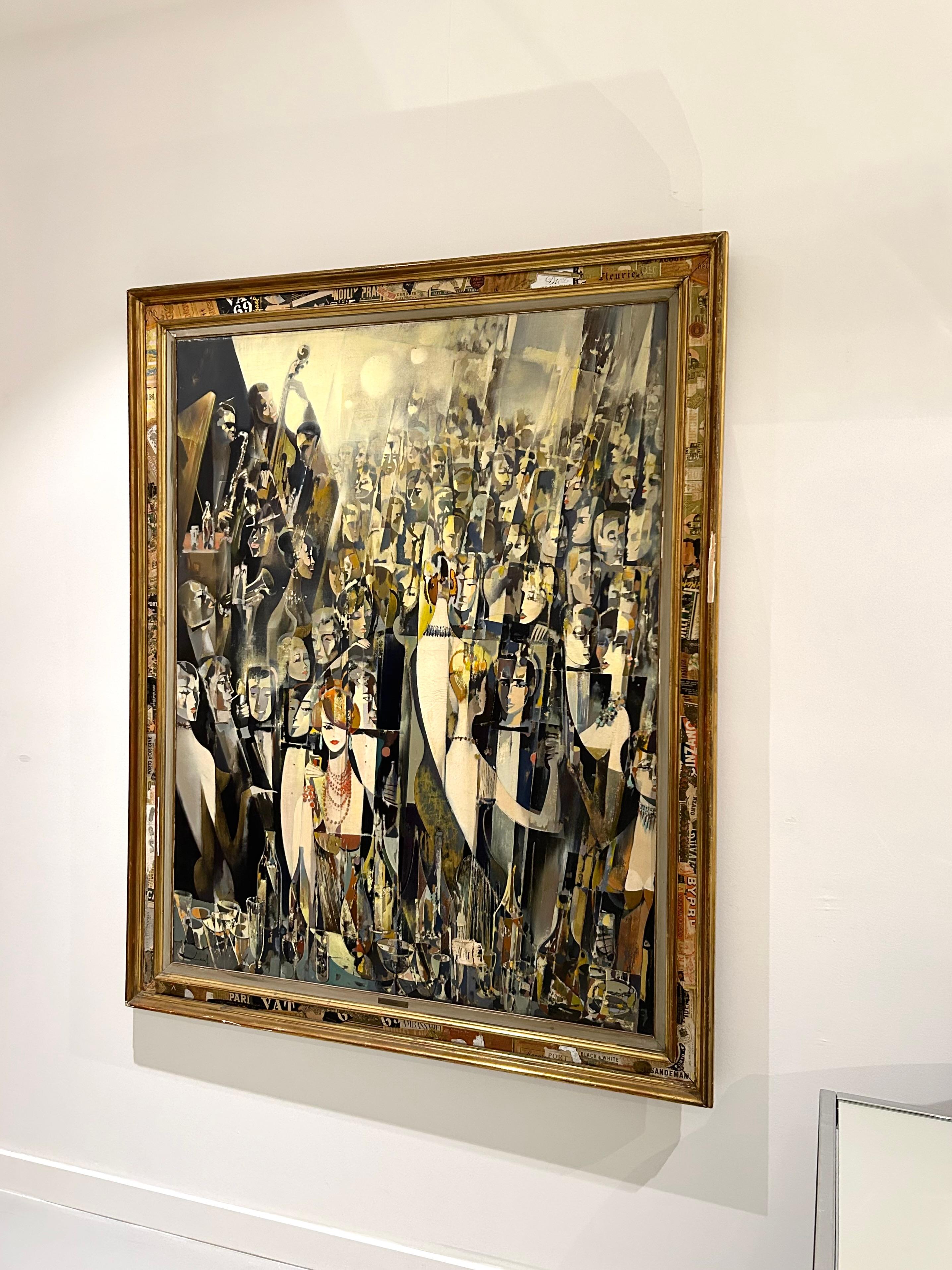 Peinture à l'huile d'une scène de soirée par Jean-Théobald Jacus, C.C. 1950 Bon état - En vente à West Palm Beach, FL