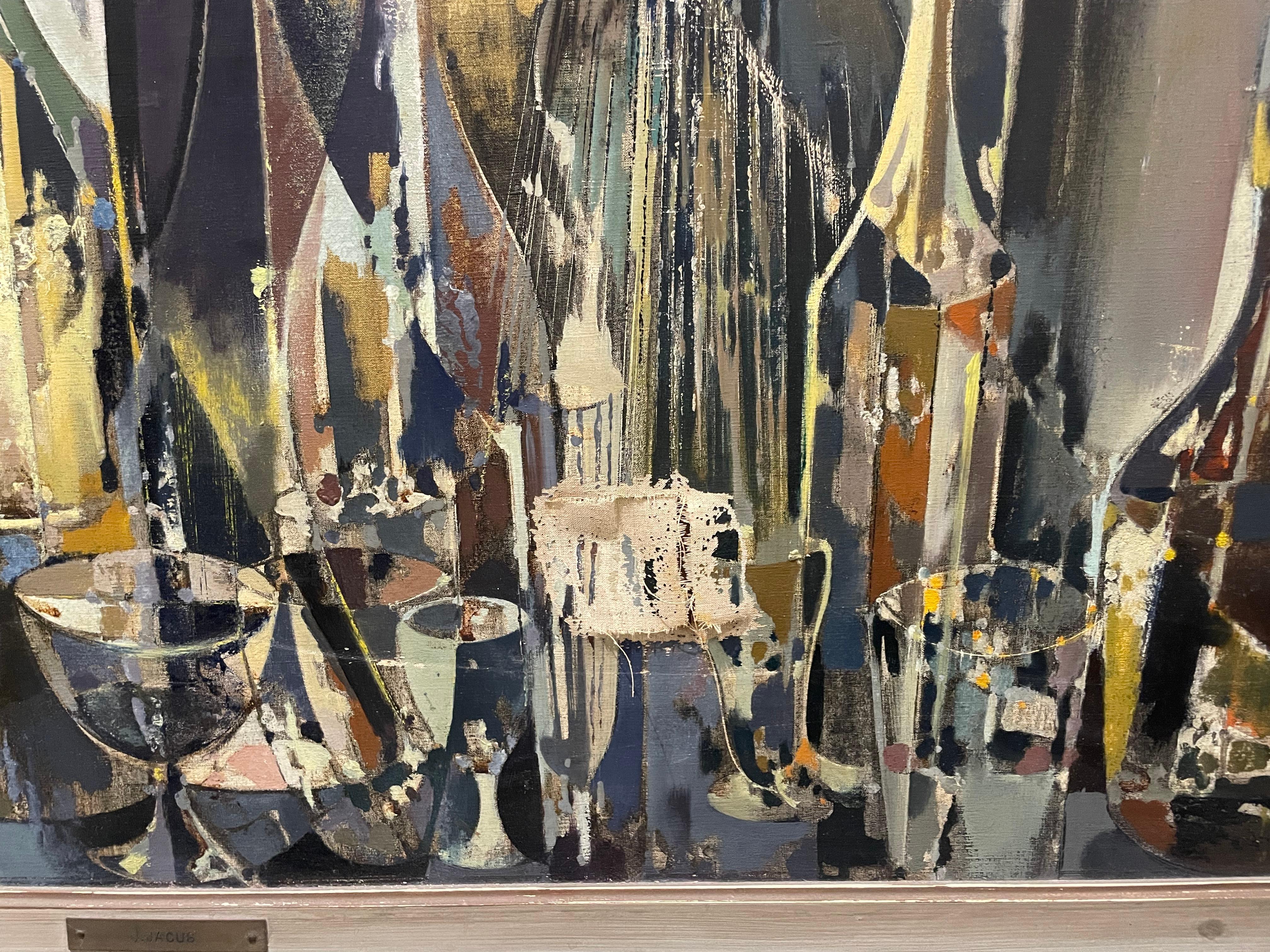 Peinture à l'huile d'une scène de soirée par Jean-Théobald Jacus, C.C. 1950 en vente 12