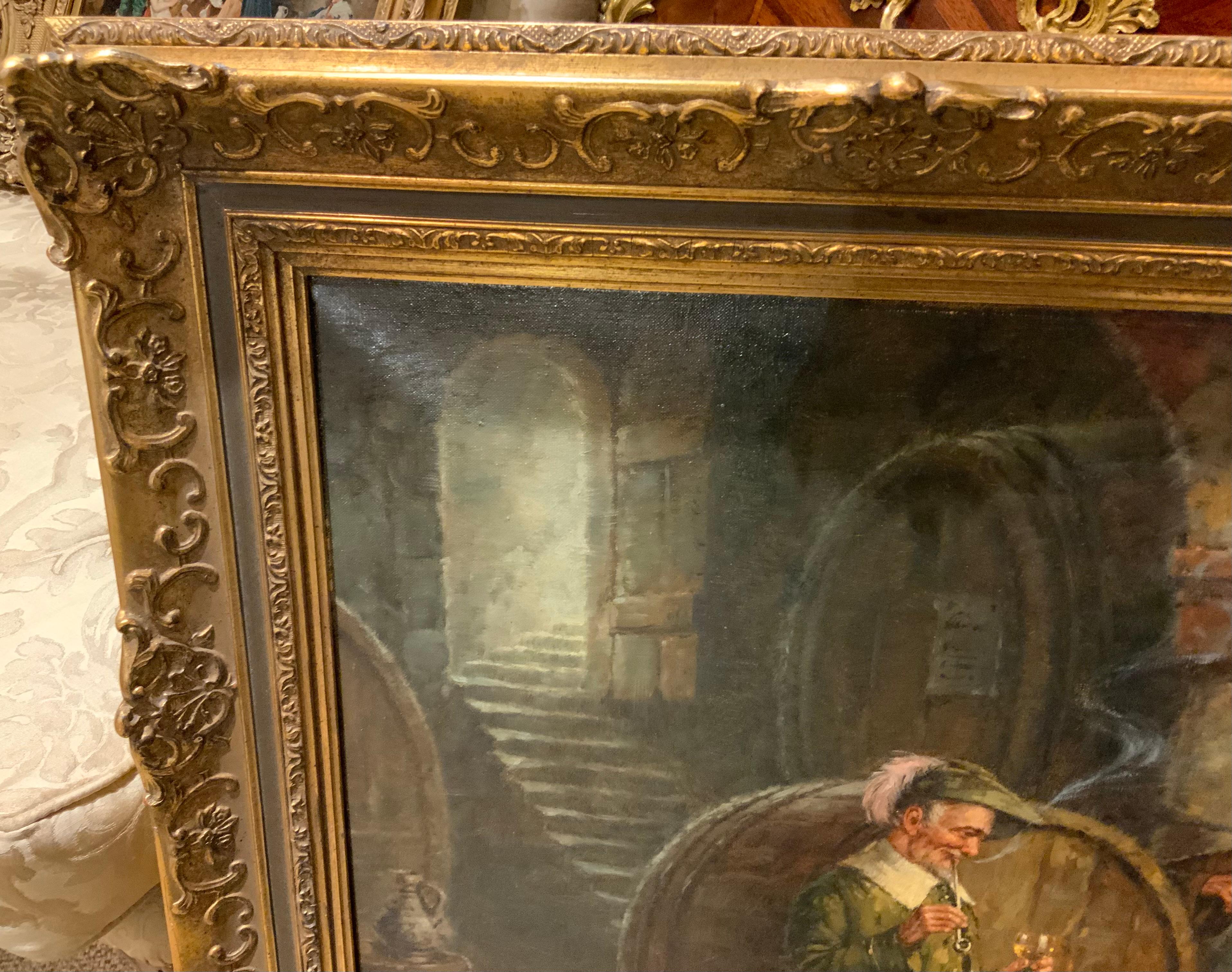 Paint Oil painting of a tavern scene by Hein Van Doren For Sale