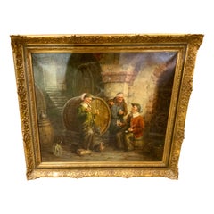 Peinture à l'huile d'une scène de taverne par Hein Van Doren