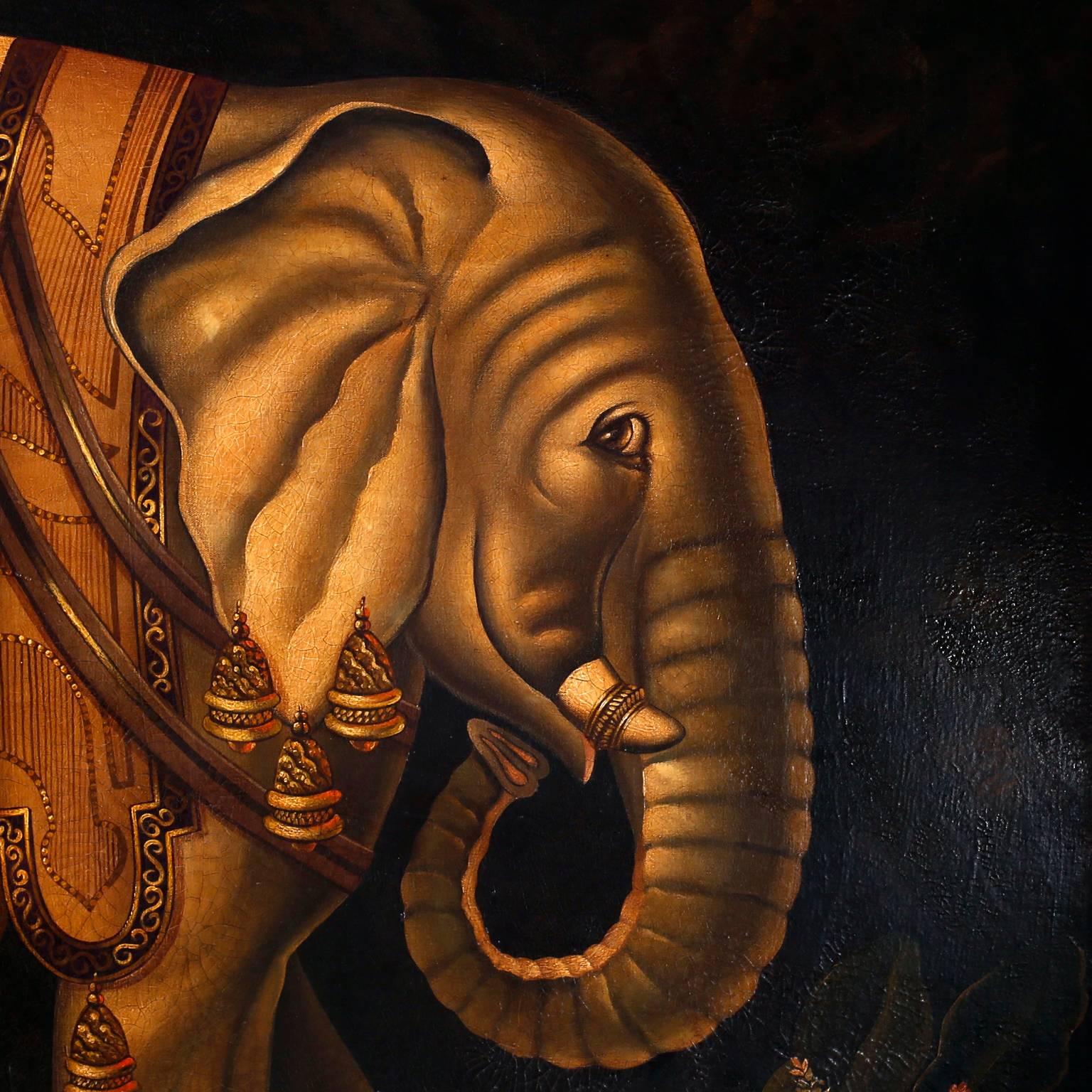 20th Century Oil Painting of an Elephant