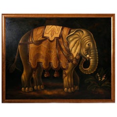 Vintage Oil Painting of an Elephant