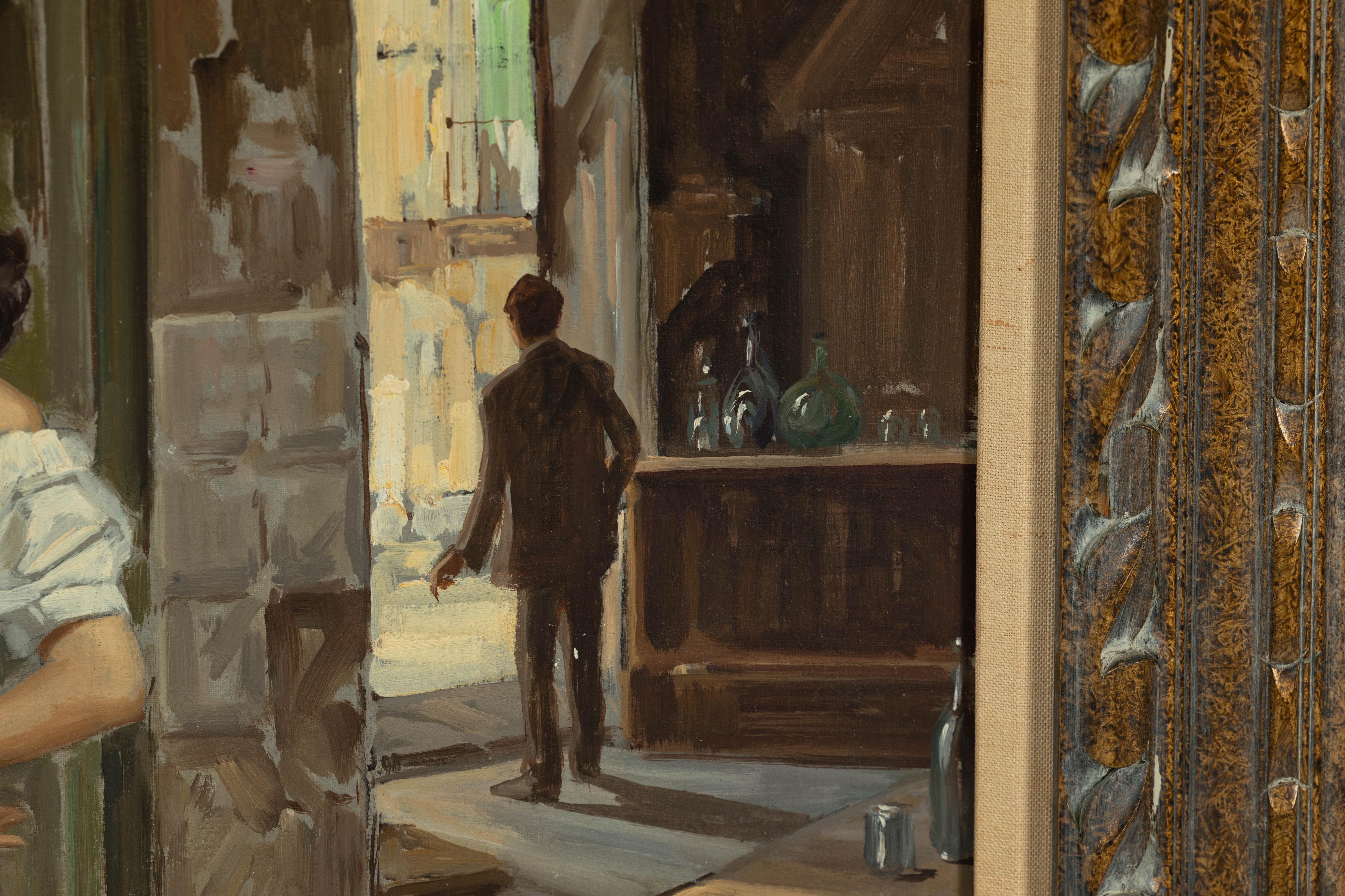 Peinture à l'huile d'une femme italienne dans une scène de marché signée G. Graziani en vente 4