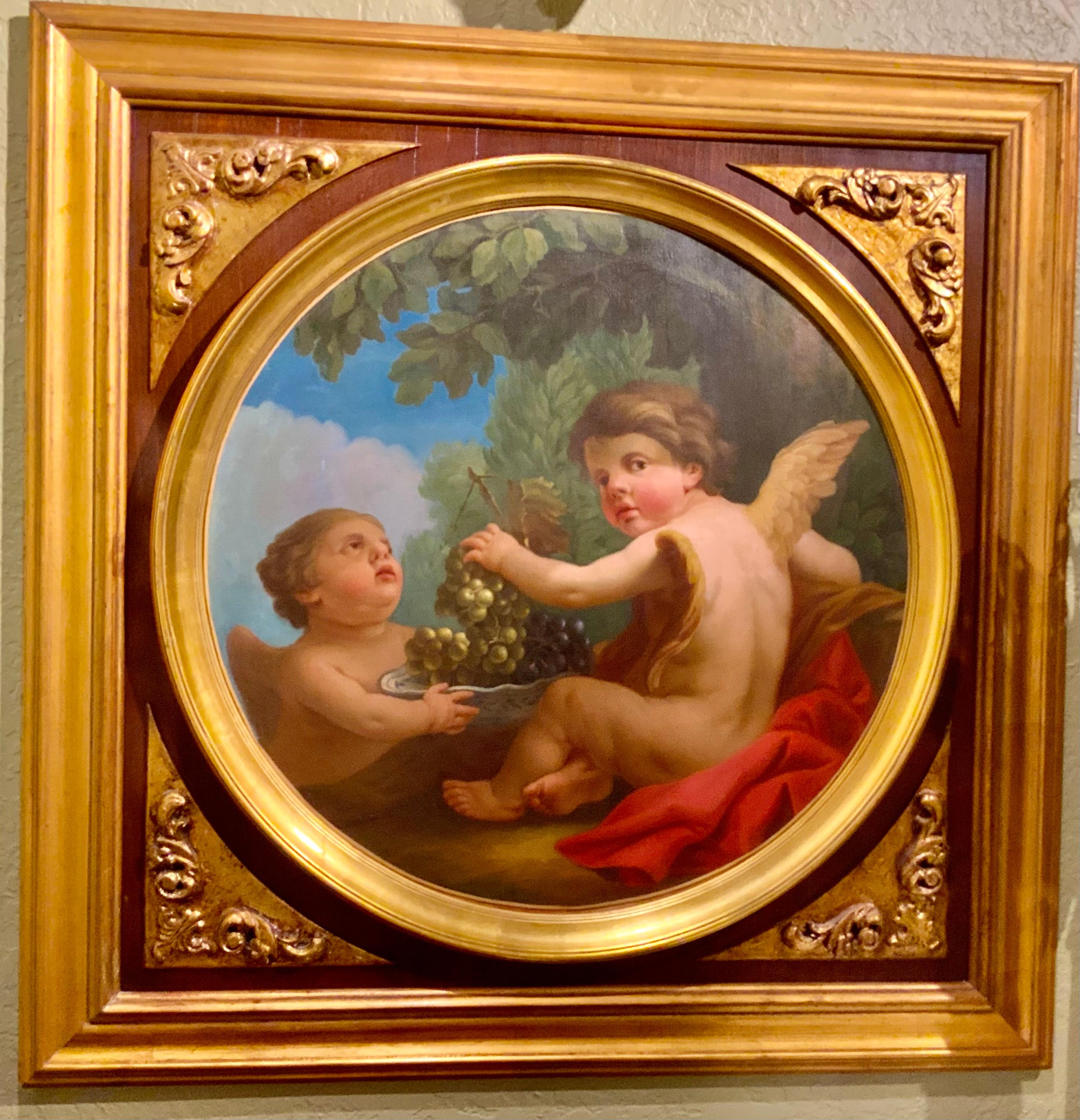 Oil Painting of Angels, 19 Th Century For Sale 1