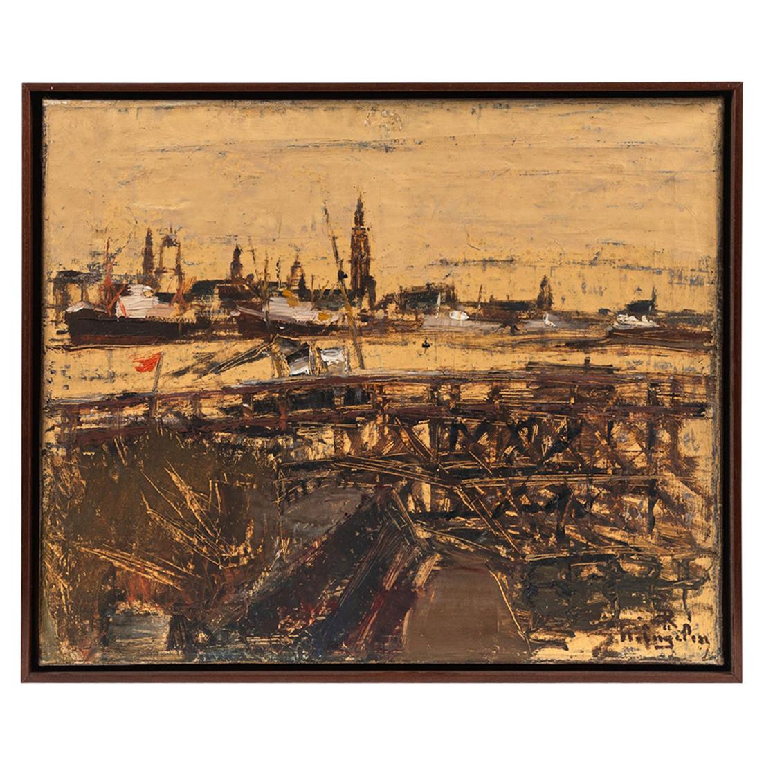 Oil Painting of Antwerp, circa 1900 For Sale