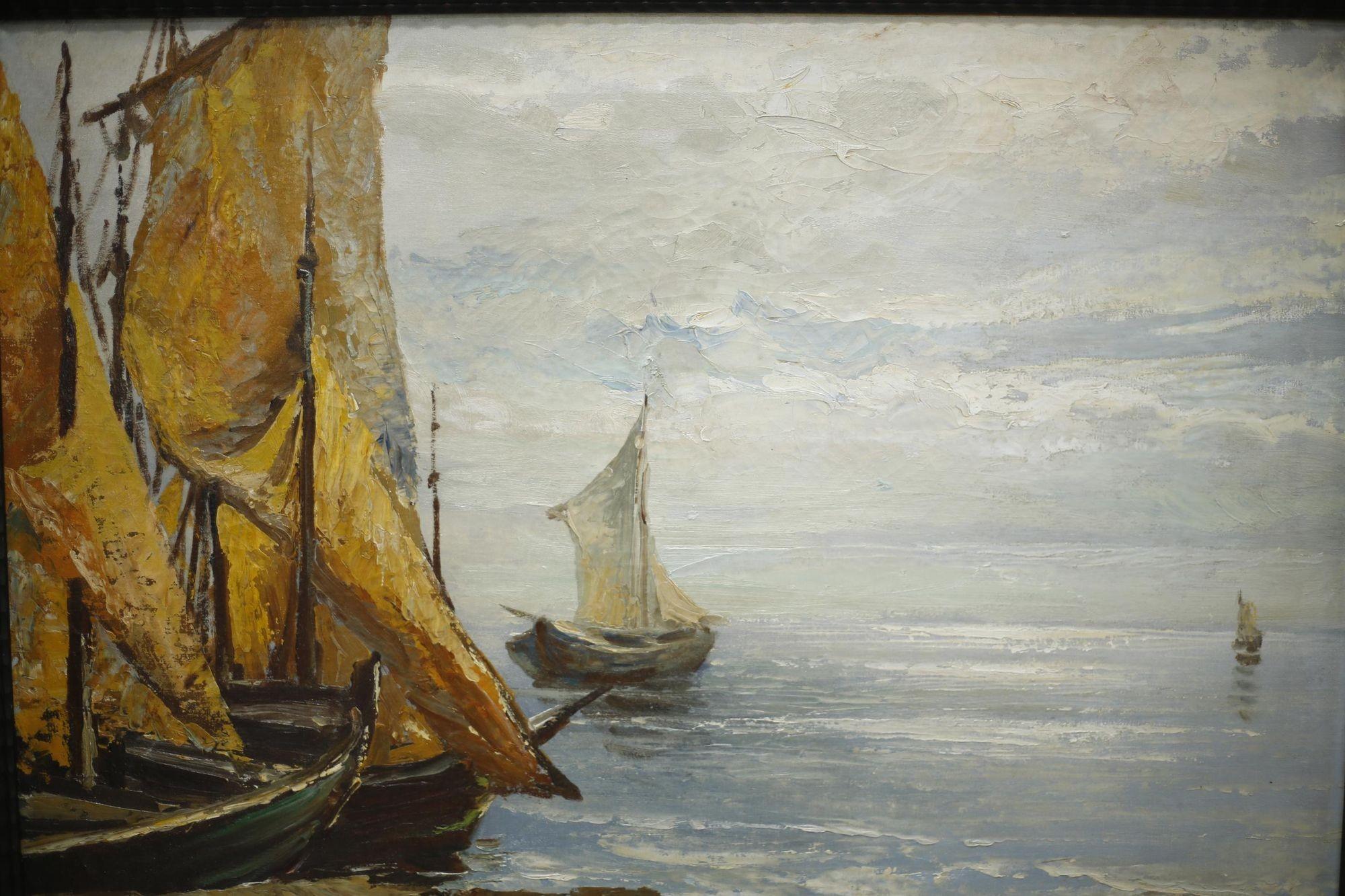 Oil Painting of Boats by Luigi Clara In Excellent Condition In Malton, GB