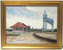 Oil Painting of Buzzards Bay Railroad Station Cape Cod 1974