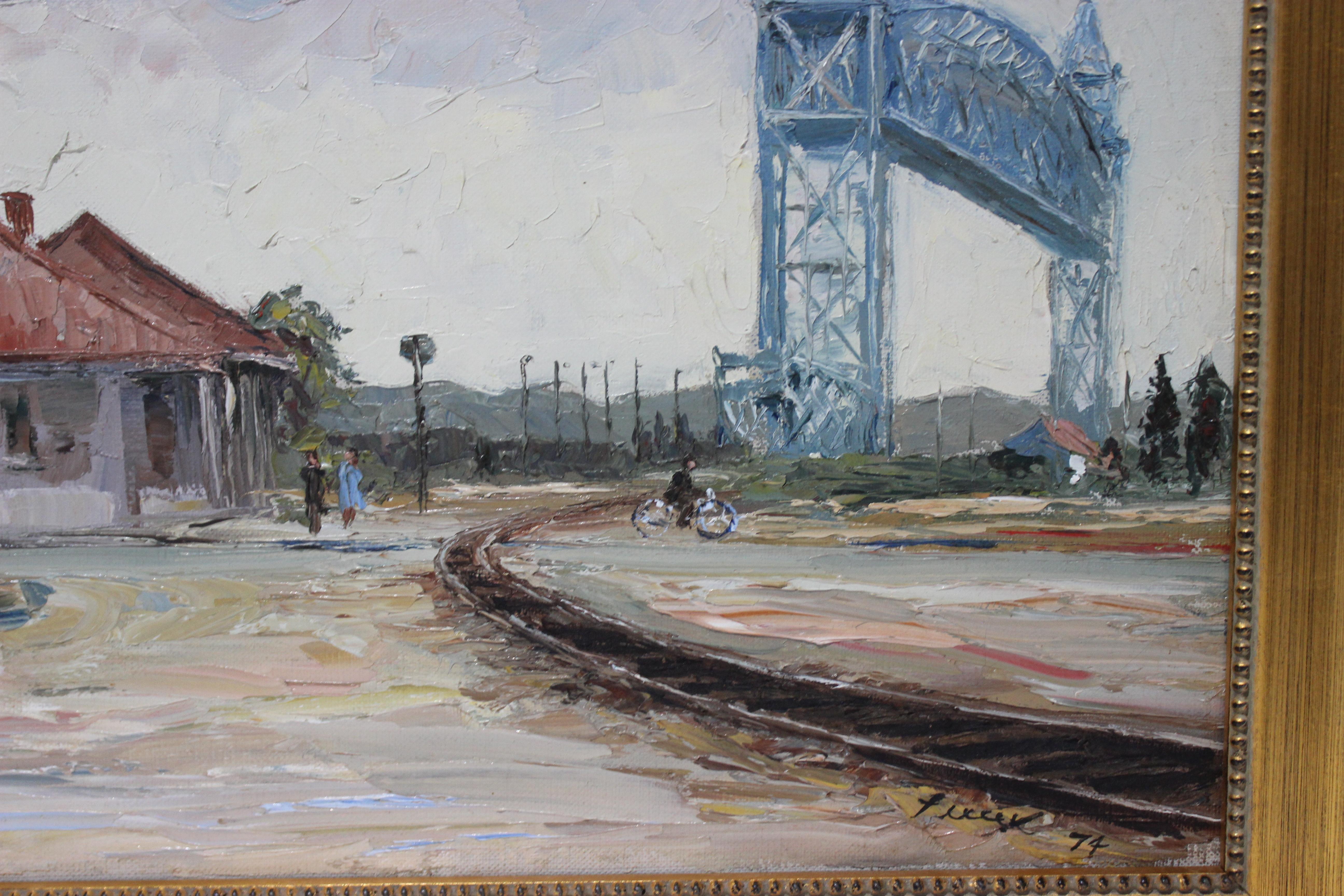 Oil Painting of Buzzards Bay Railroad Station Cape Cod 1974 For Sale 1