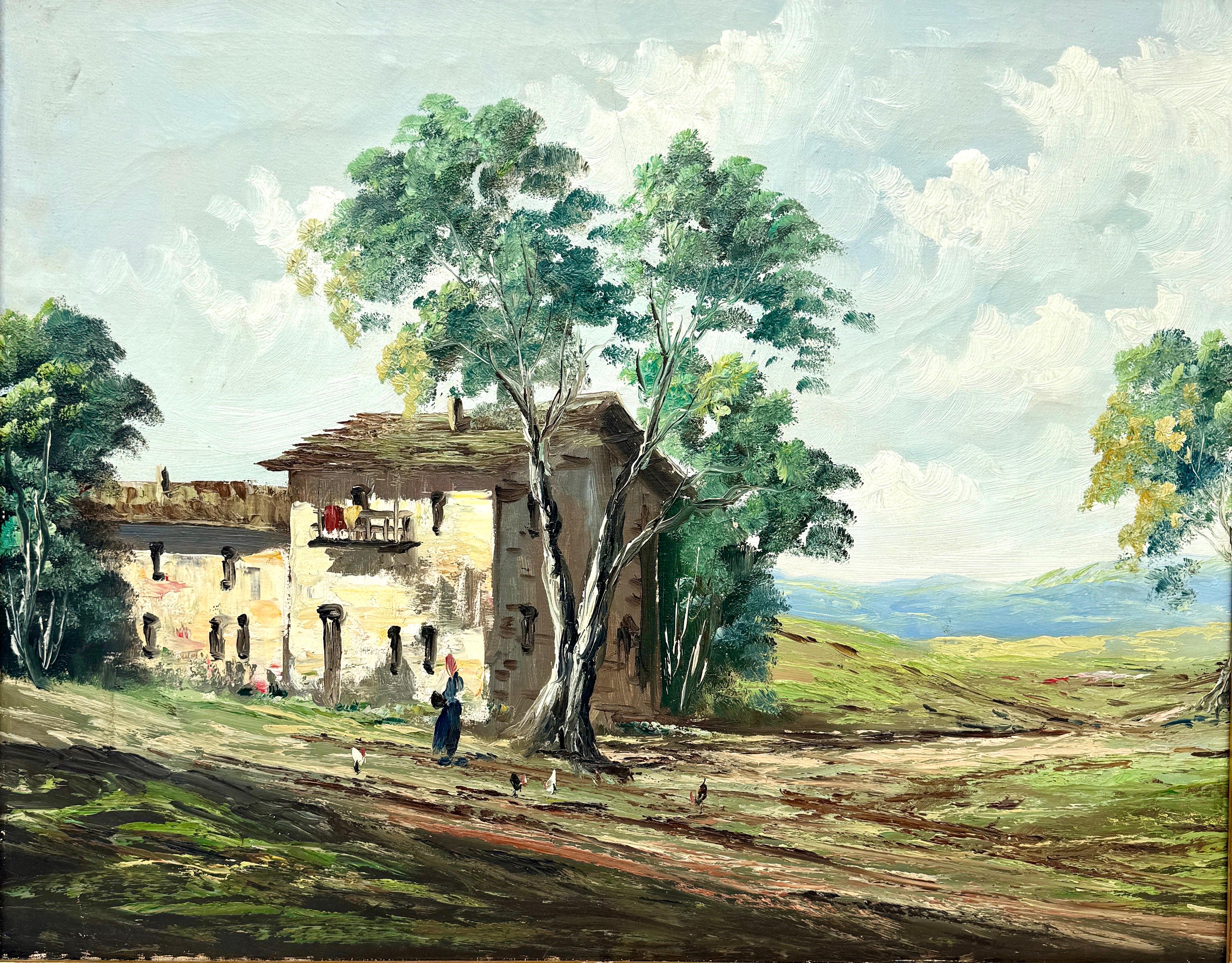 Oil Painting of European Countryside Vienna, Mid 20th Century  In Good Condition For Sale In Haddonfield, NJ