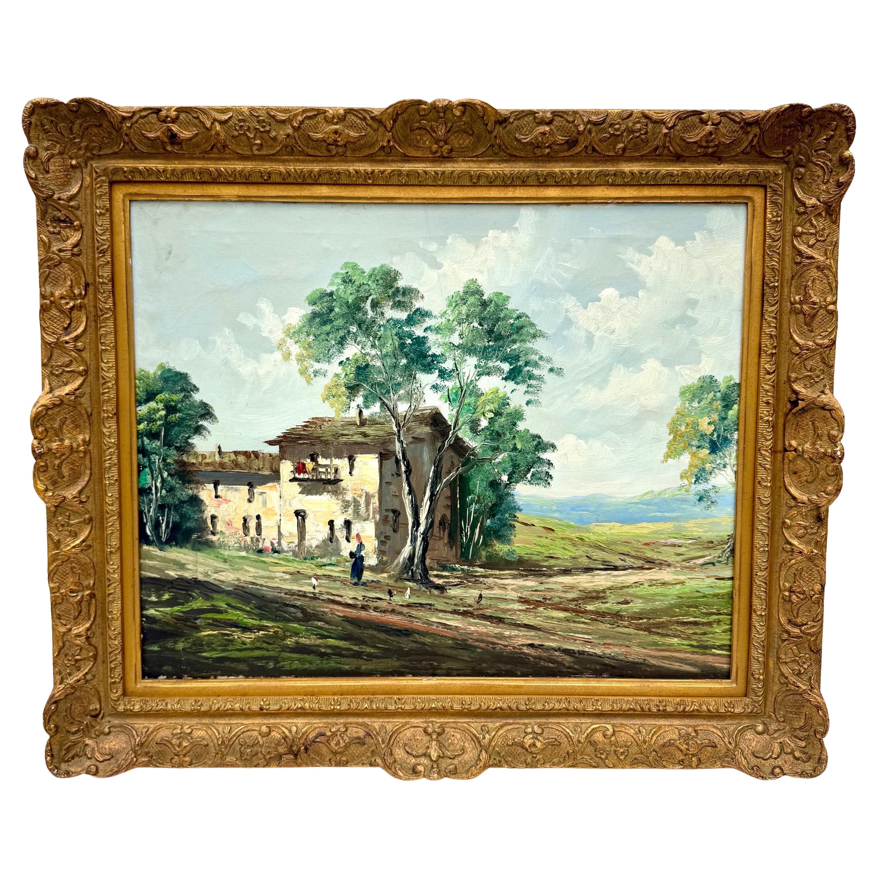 Oil Painting of European Countryside Vienna, Mid 20th Century  For Sale