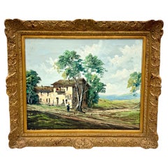 Vintage Oil Painting of European Countryside Vienna, Mid 20th Century 