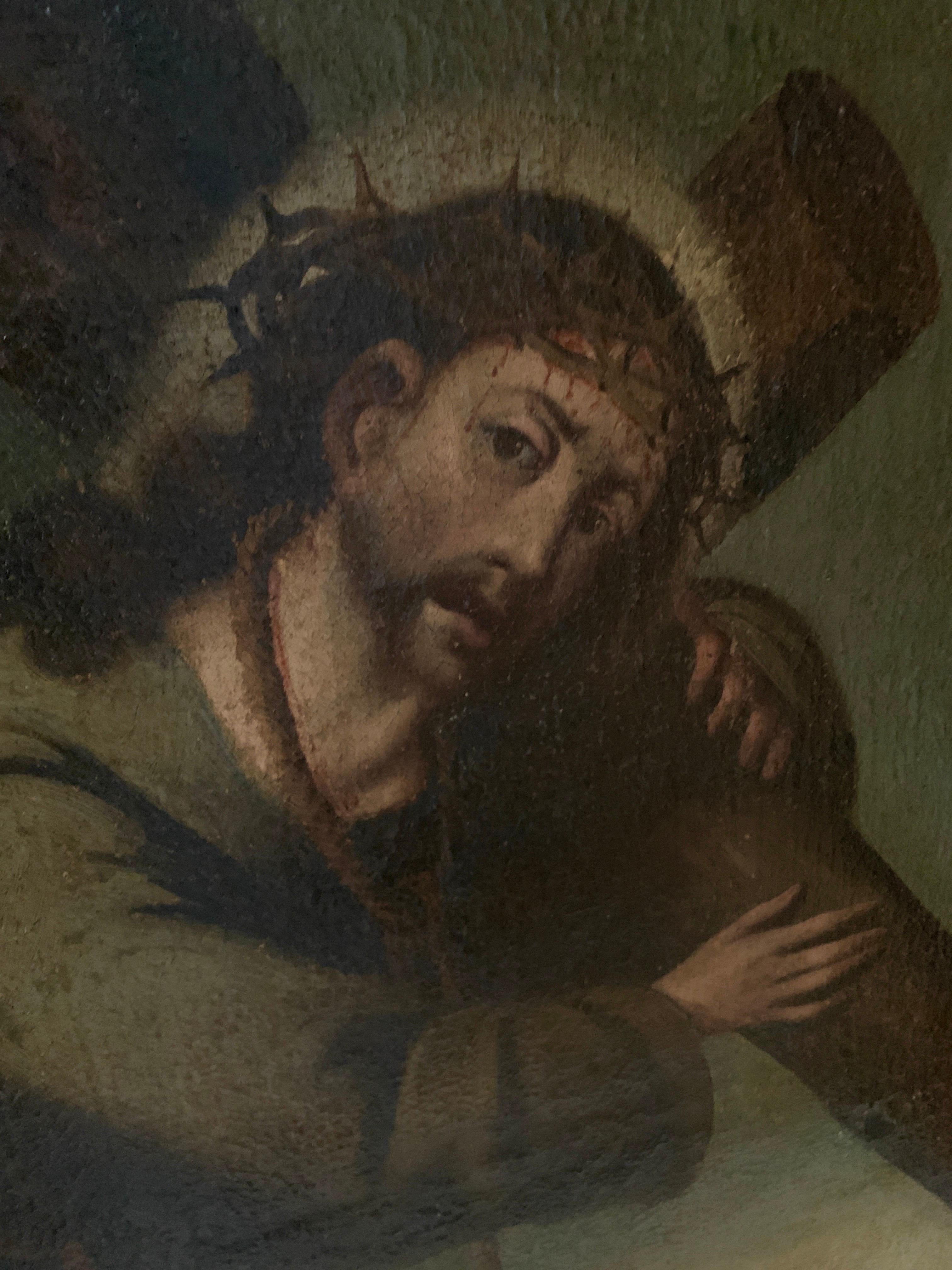 Pintura al óleo de Jesucristo llevando la cruz, Italia Principios del siglo XVIII Aceitado en venta