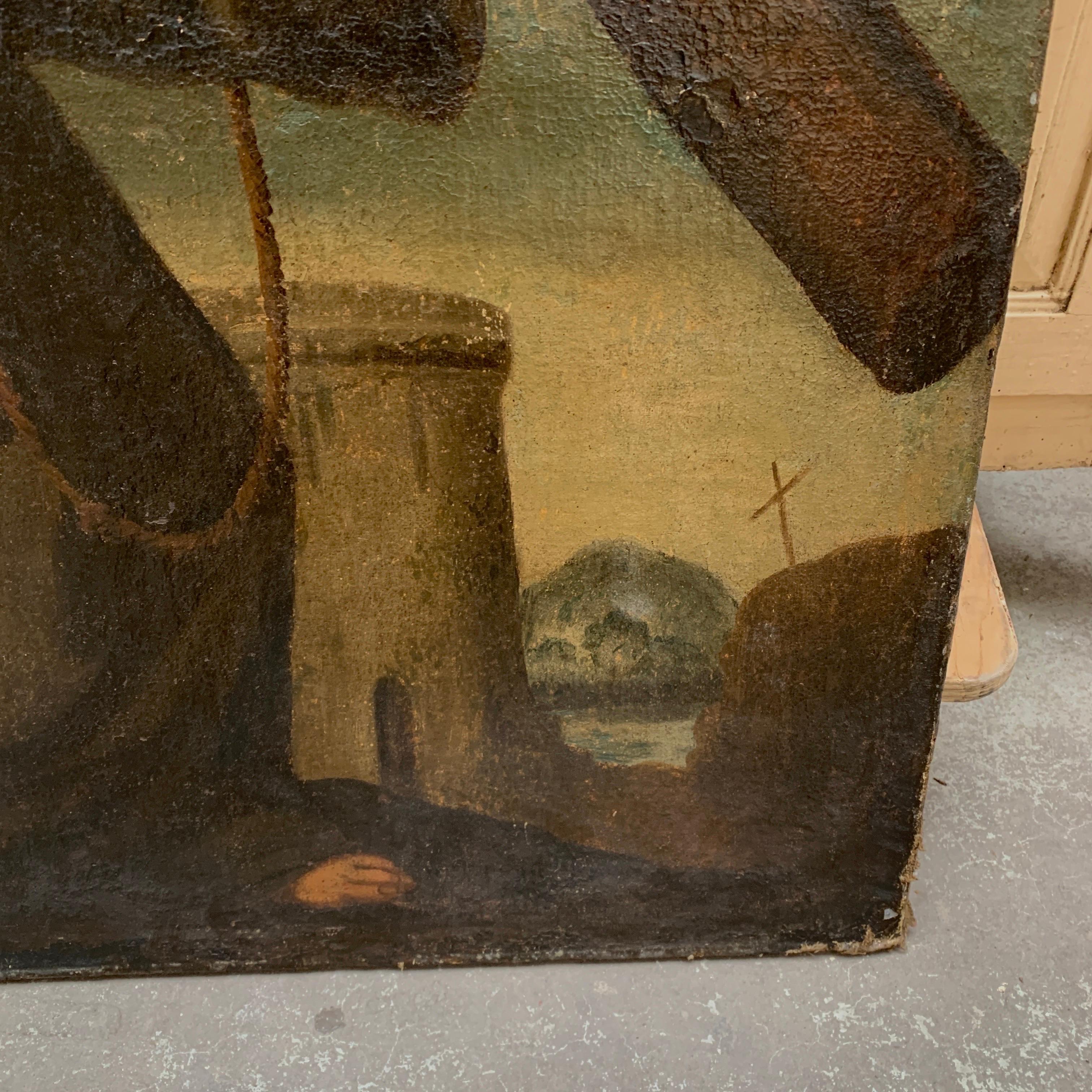 Pintura al óleo de Jesucristo llevando la cruz, Italia Principios del siglo XVIII Lienzo en venta