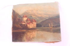 Oil Painting of Lake Geneva 19th Century Oil on Canvas Signed