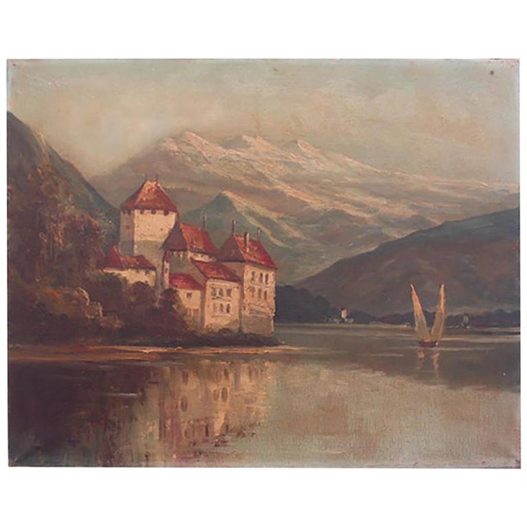 Oil Painting of Lake Geneva 19th Century Oil on Canvas Signed at 1stDibs