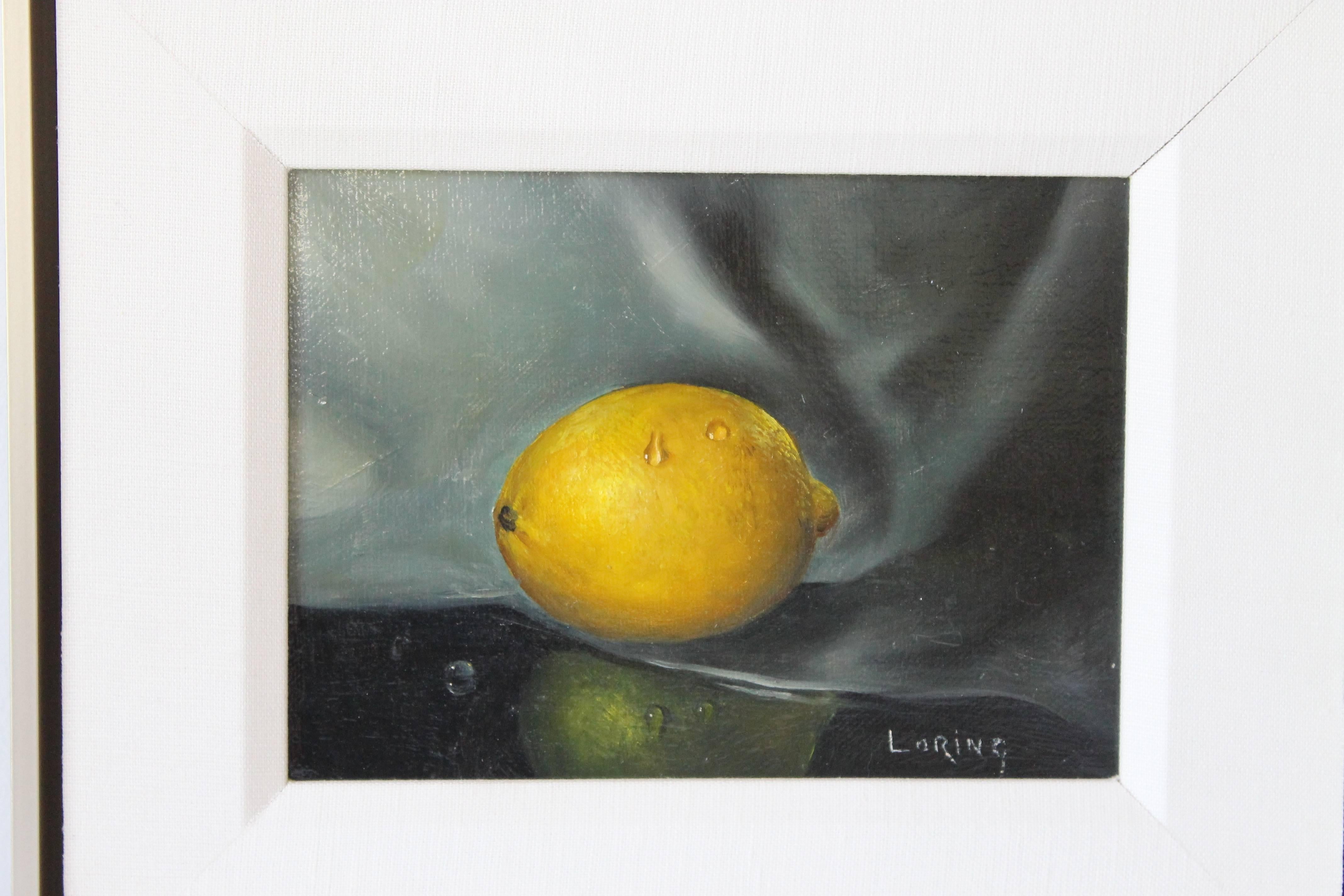 Oil painting of a lemon signed 