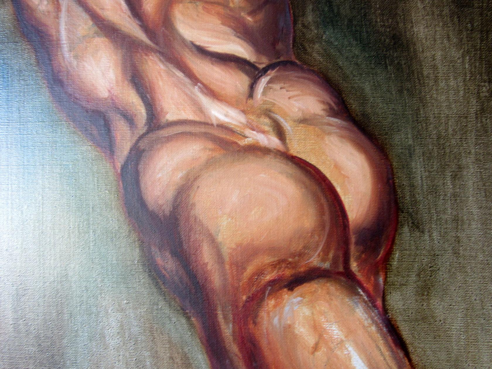 Mid-Century Modern Painting by California Artist Bill Brootip 1970s Male Nude For Sale