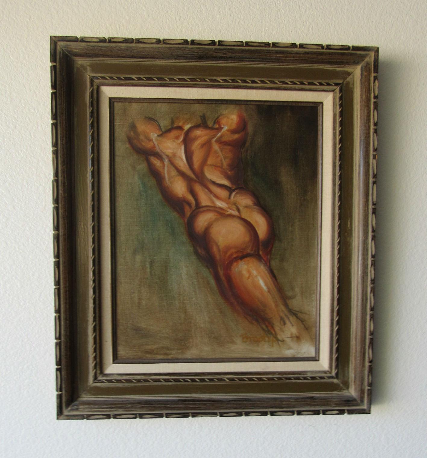 Painting by California Artist Bill Brootip 1970s Male Nude For Sale 1