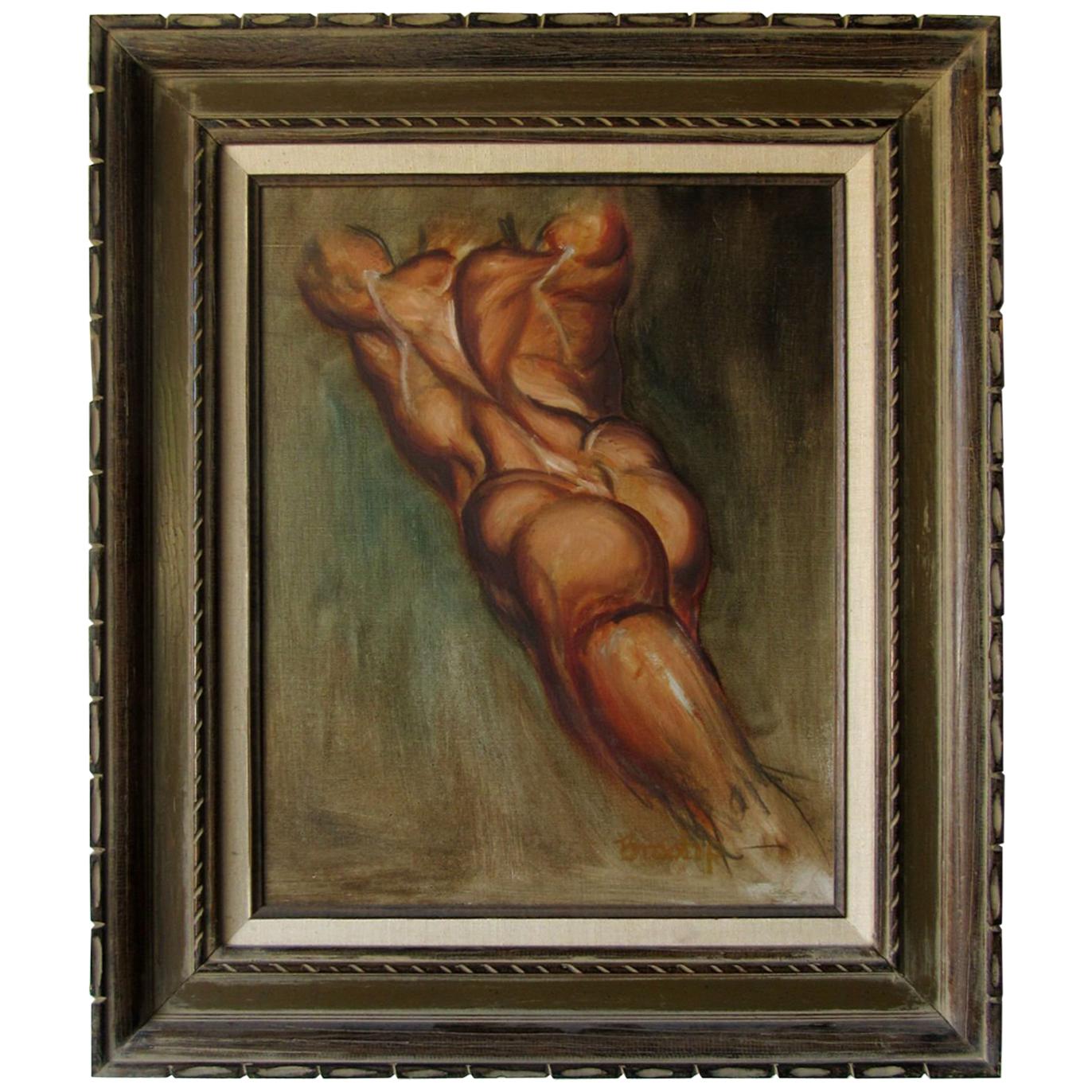 Painting by California Artist Bill Brootip 1970s Male Nude For Sale