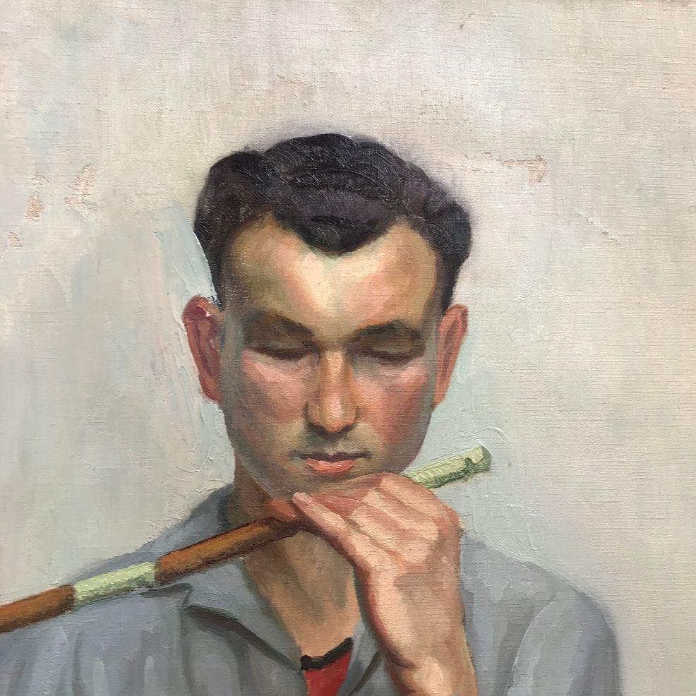 Oil Painting of Man In Good Condition For Sale In Los Angeles, CA