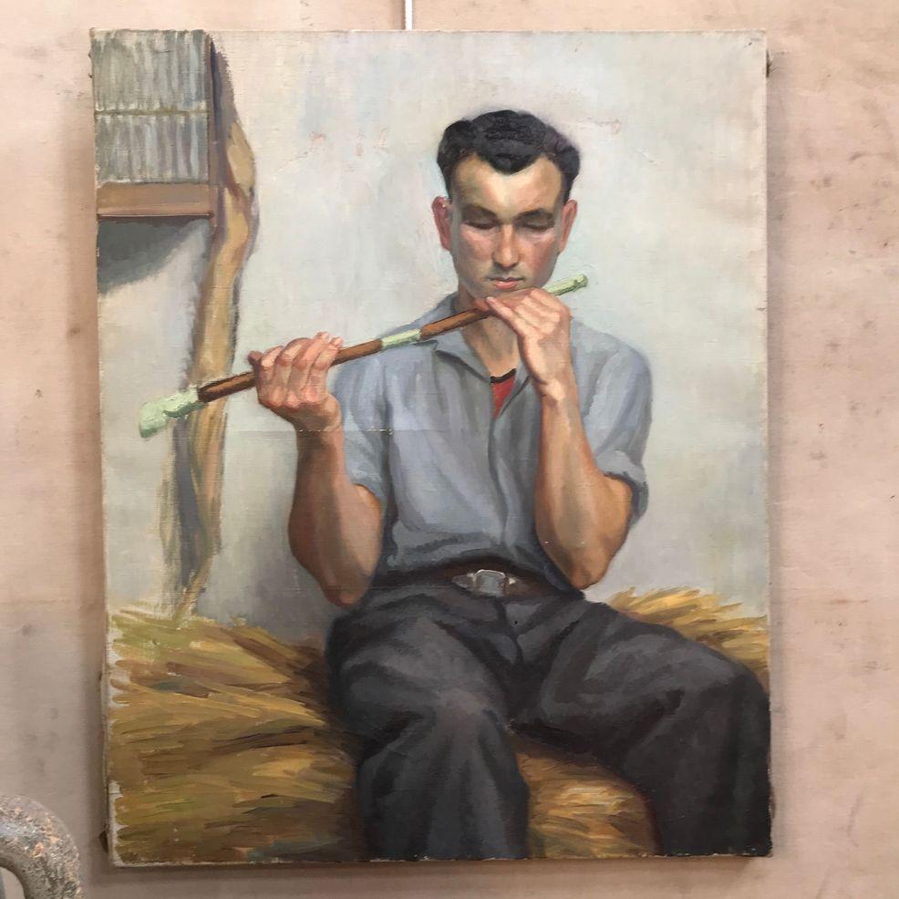 Early 20th Century Oil Painting of Man For Sale