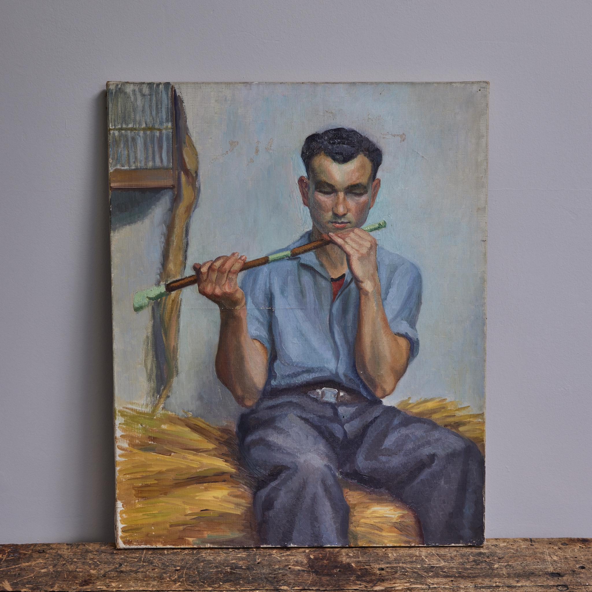 Canvas Oil Painting of Man For Sale