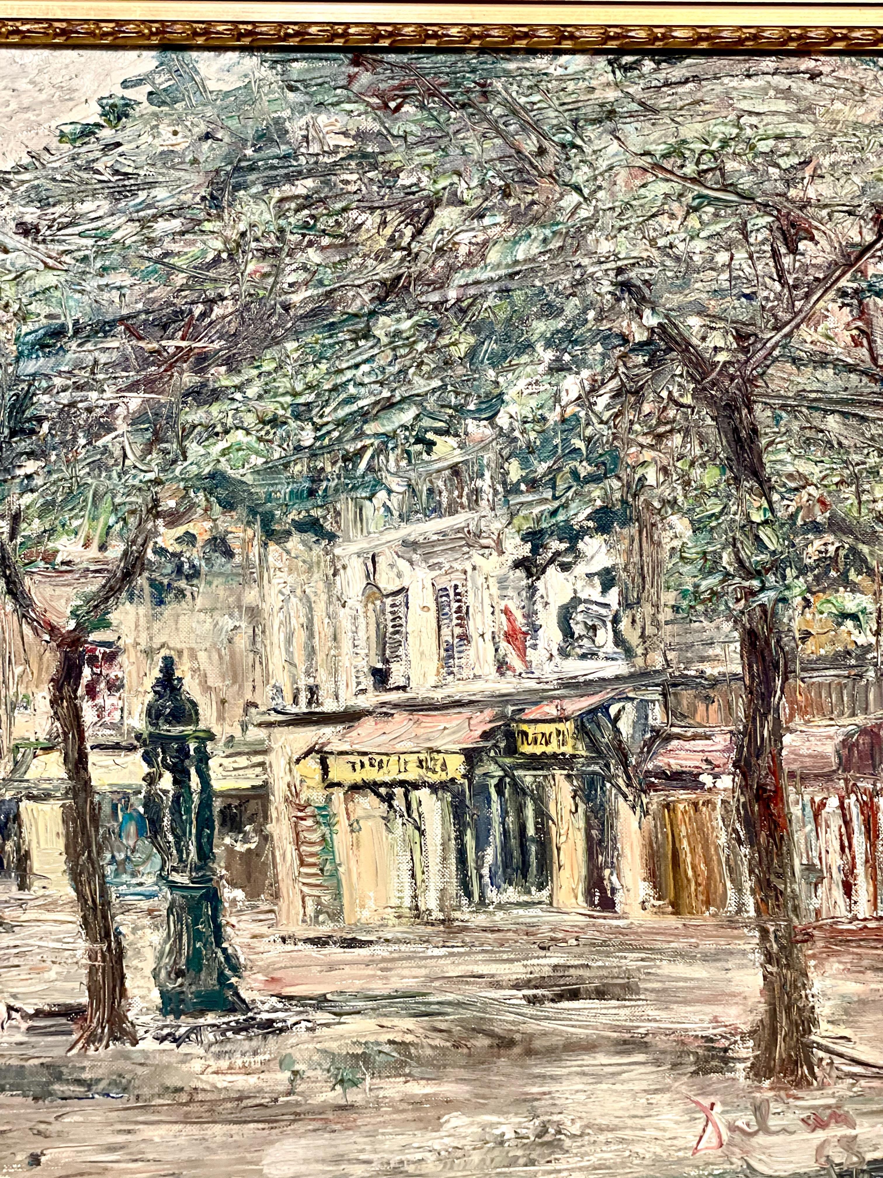 Pintura al óleo de Montmartre, París 1968 - Firmado Dalian Francés en venta