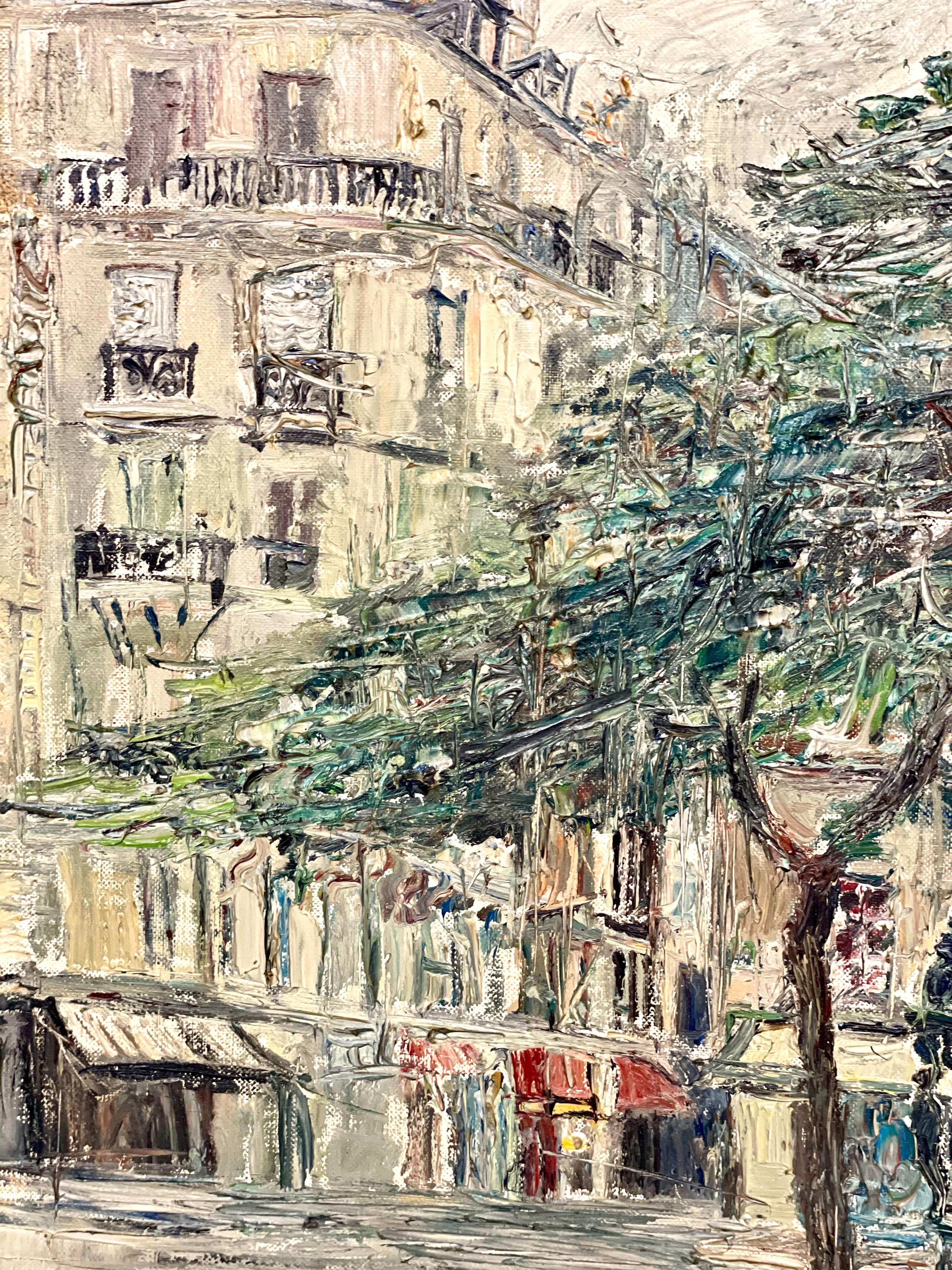 Pintura al óleo de Montmartre, París 1968 - Firmado Dalian Dorado en venta