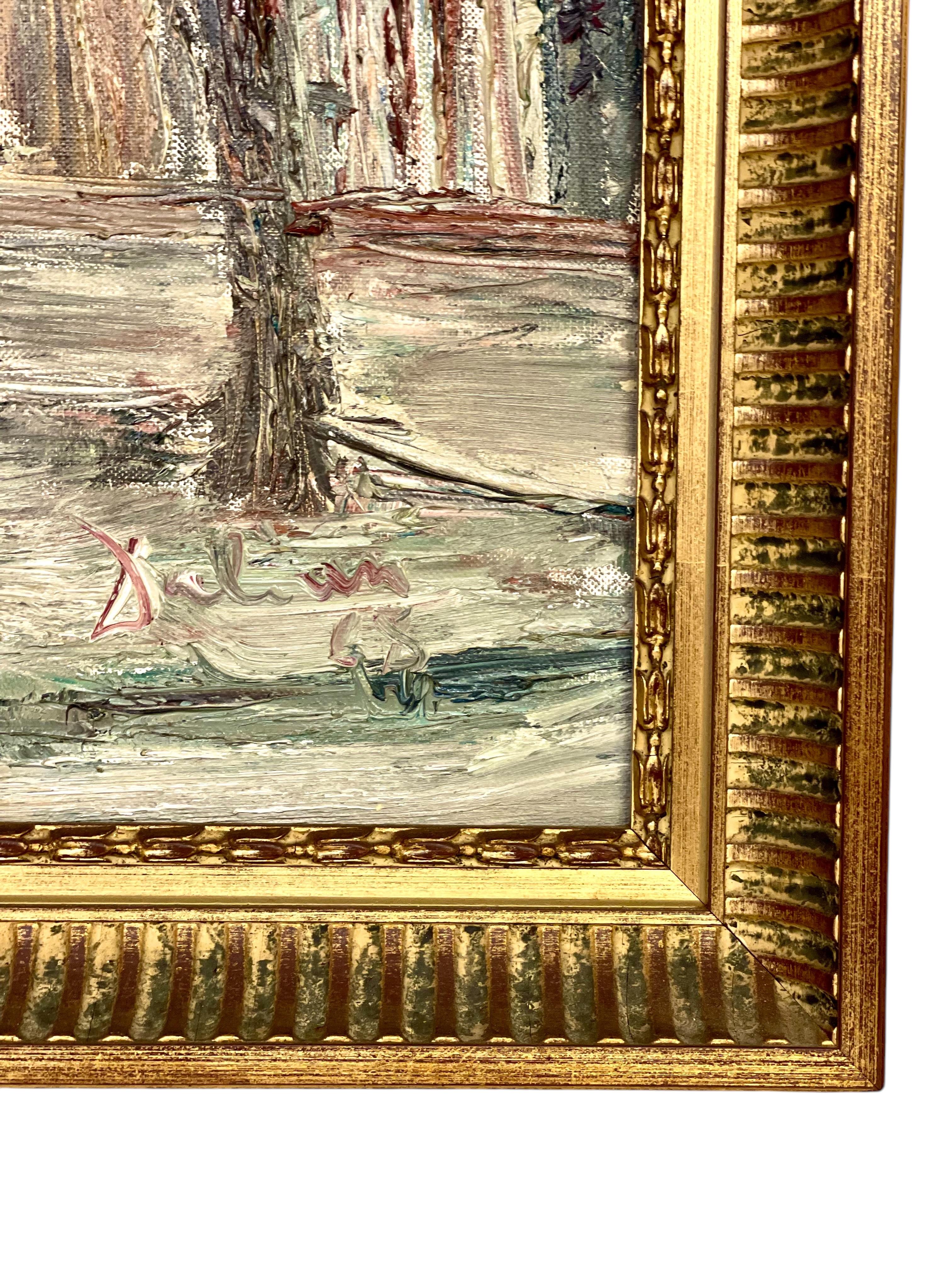 Pintura al óleo de Montmartre, París 1968 - Firmado Dalian en Bueno estado para la venta en LA CIOTAT, FR