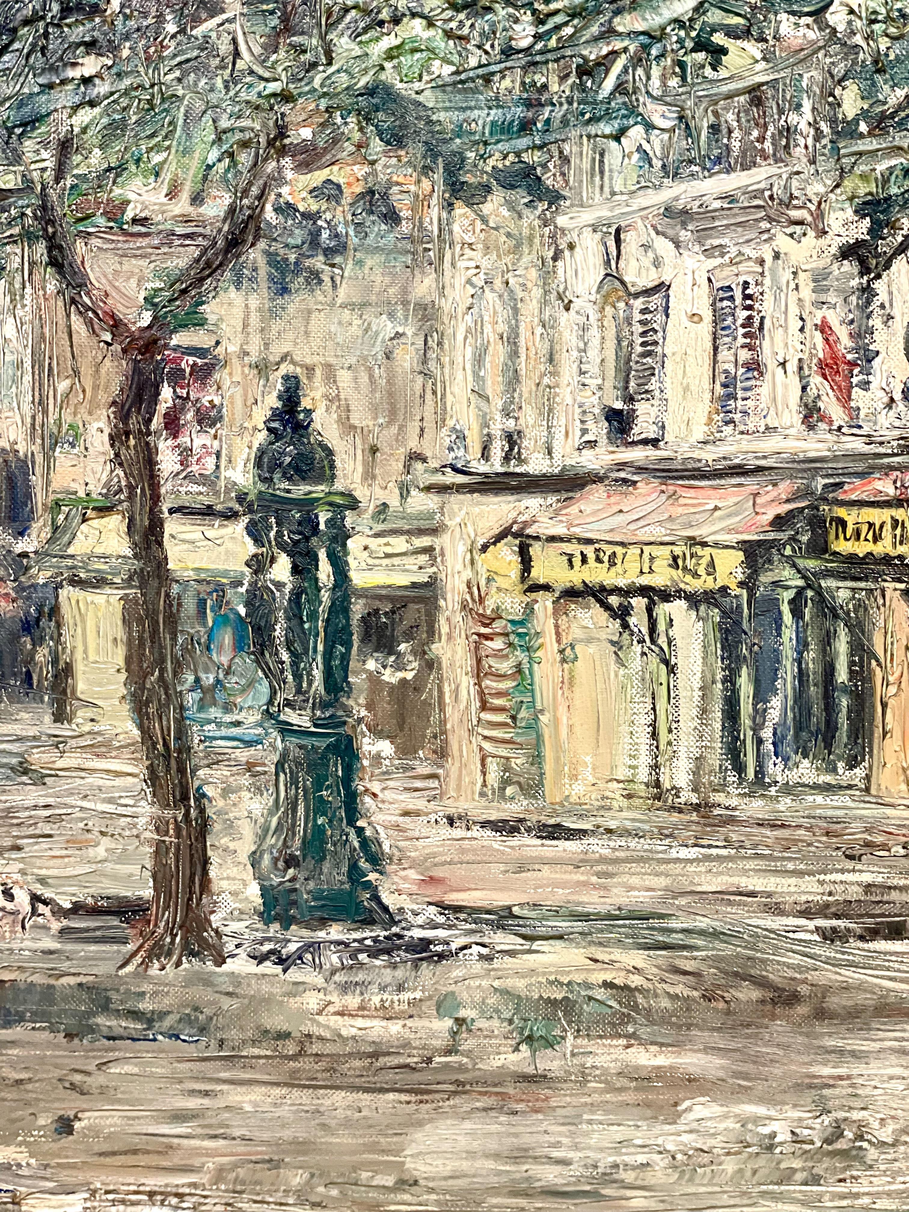 Pintura al óleo de Montmartre, París 1968 - Firmado Dalian Lienzo en venta