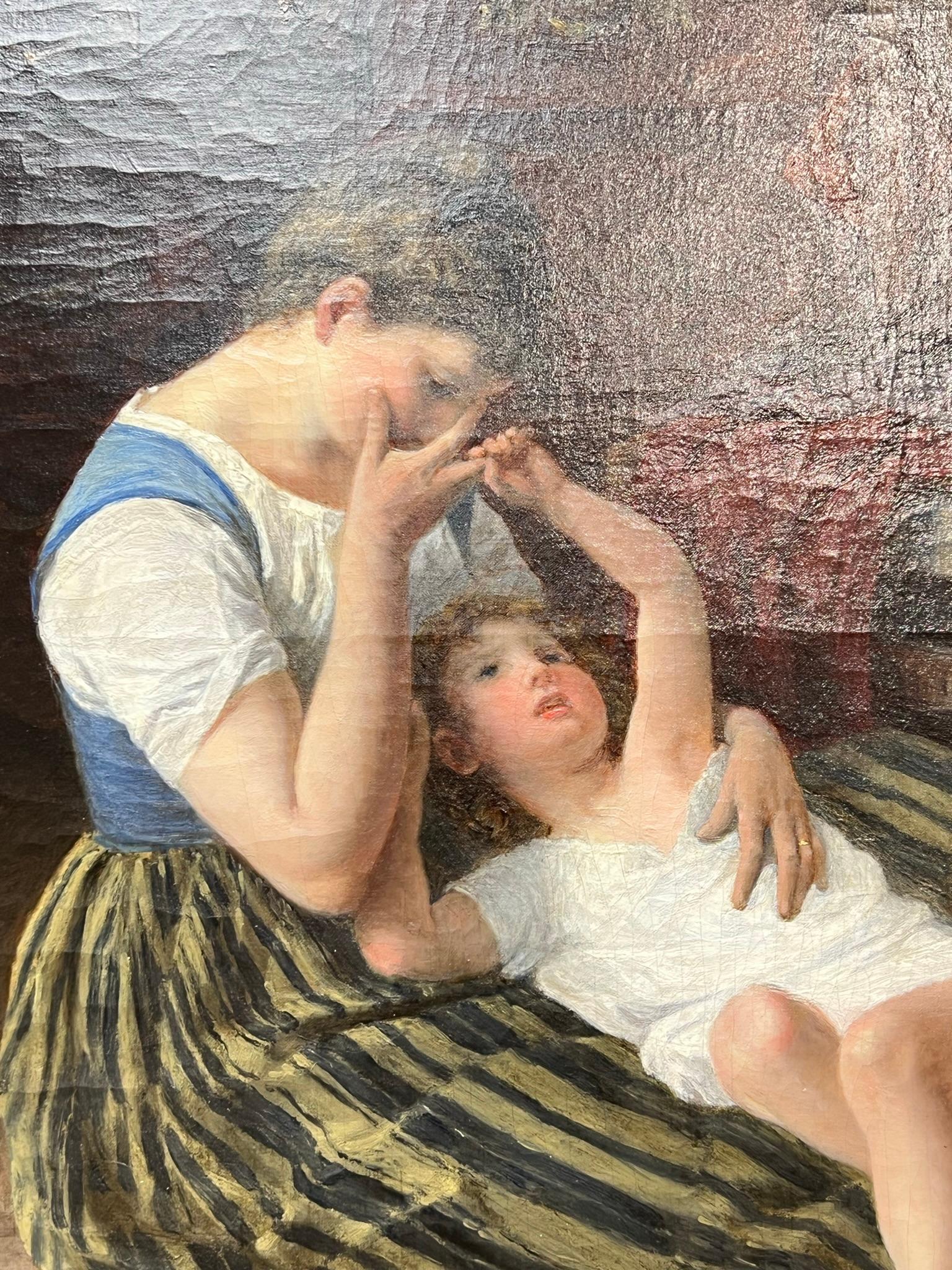 French Oil Painting of Mother and Child by Paul Seignac