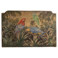Pittura a olio di pappagalli, Francia, circa 1900