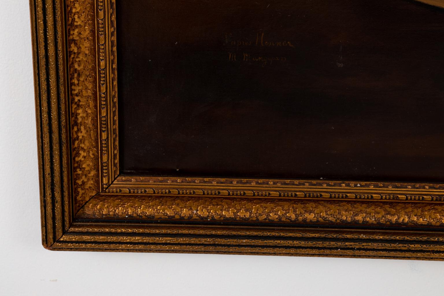 XIXe siècle Peinture à l'huile d'une femme nue allongée en train de lire