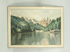 Peinture à l'huile vintage de Rissersee, Bavière, de Karl Walther