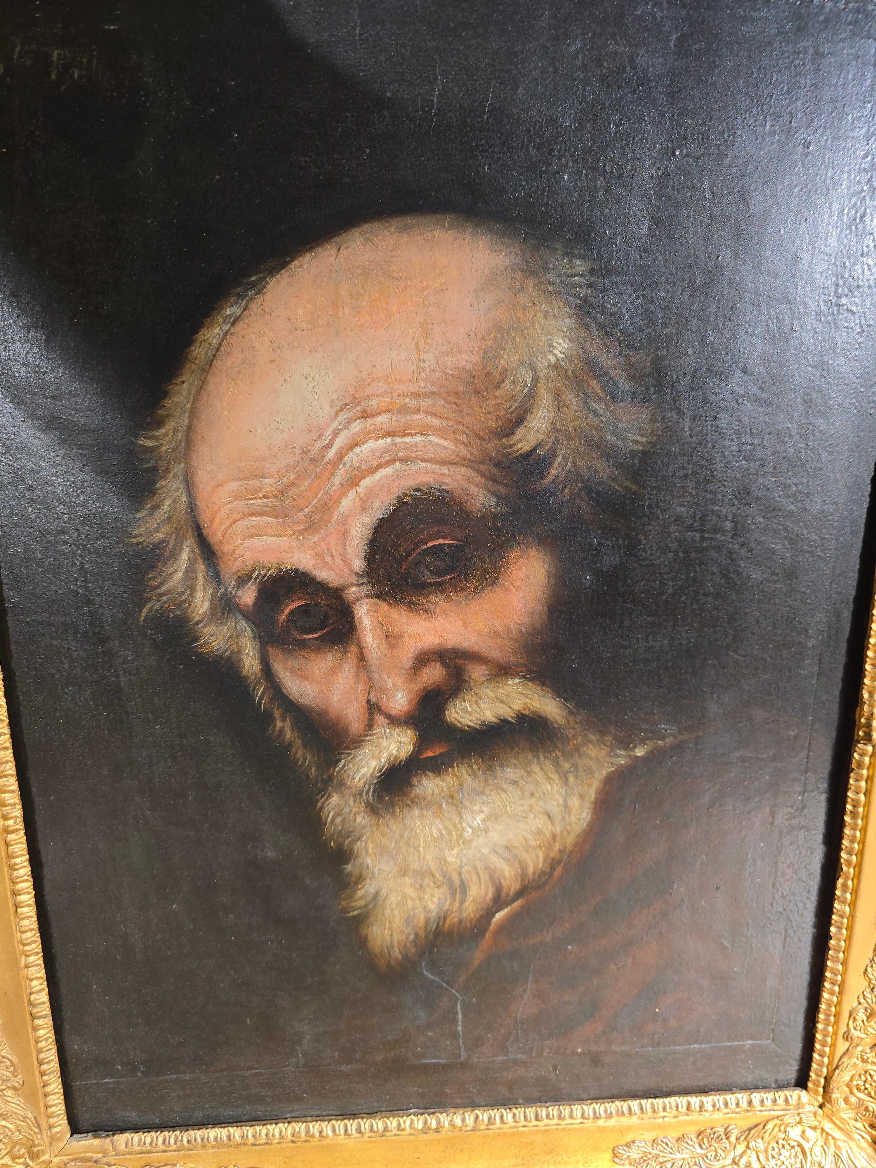 Fruitwood Oil Painting of Saint Paul, 19th Century For Sale