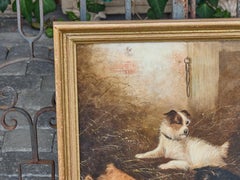 Oil Painting of Terriers Ratting in a Barn, Signed George Armfield, circa 1850