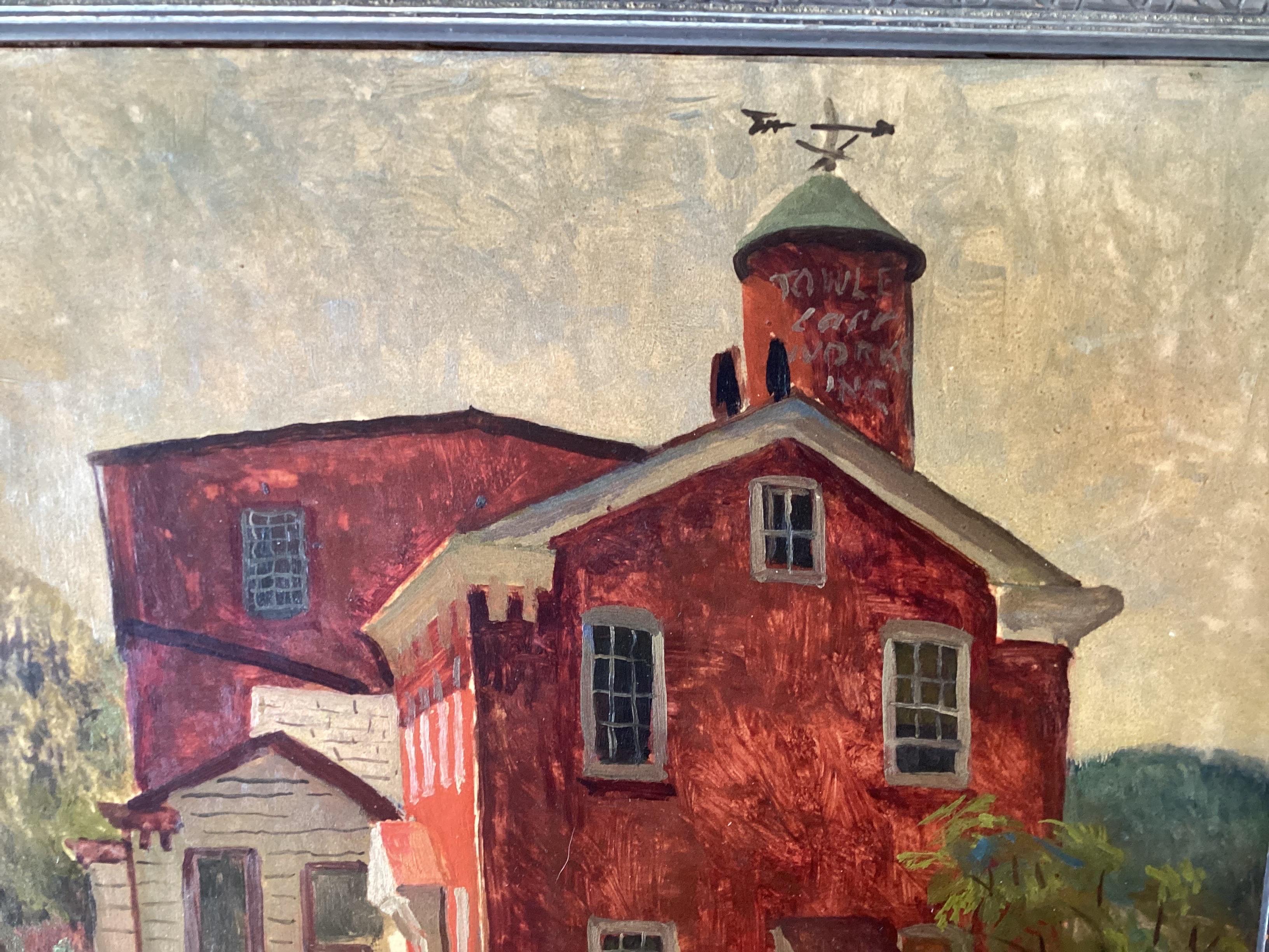 American Oil Painting of the Laceworks, Lambertville, New Jersey by Joseph Remlinger 1951 For Sale