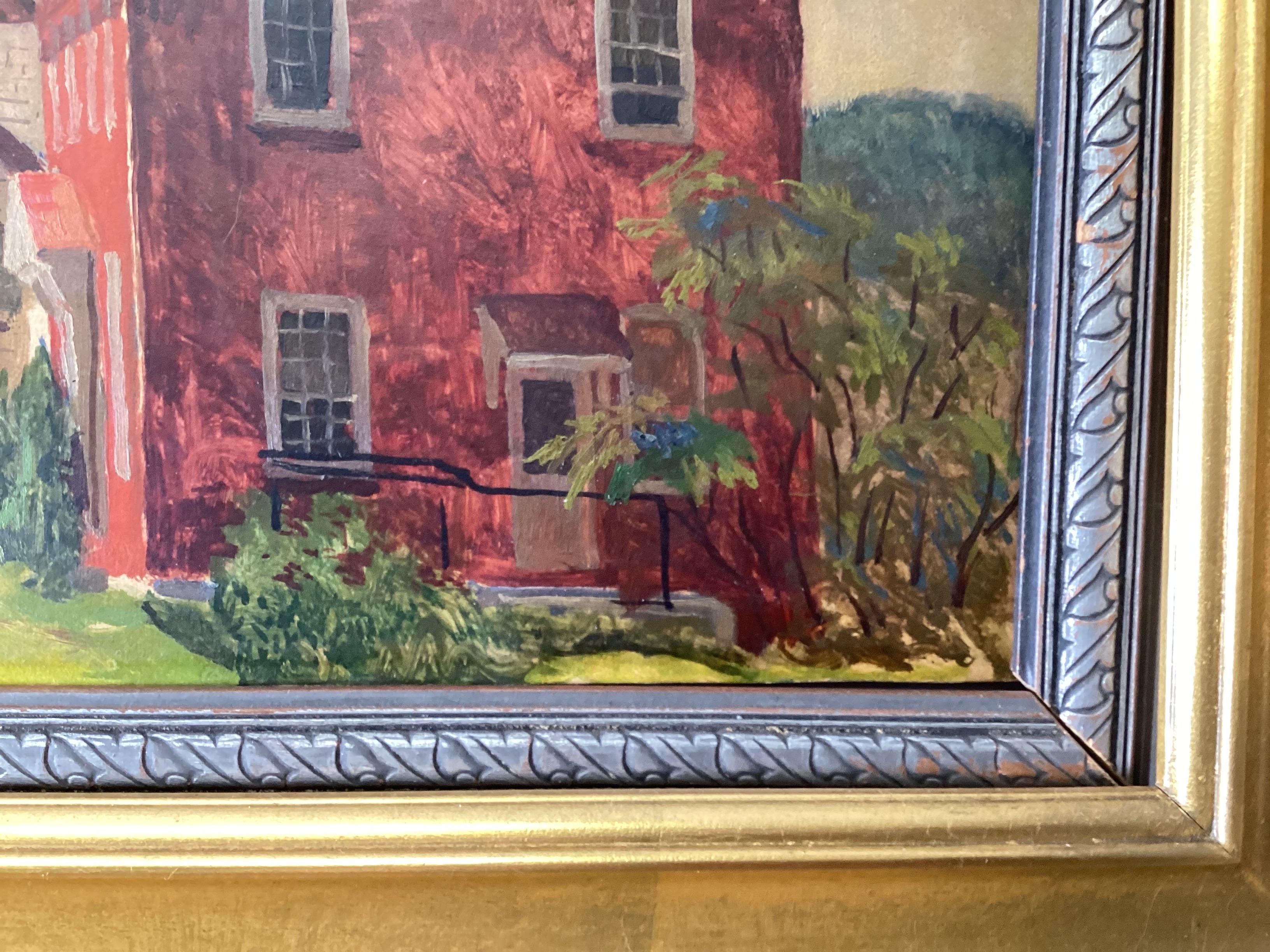 Mid-20th Century Oil Painting of the Laceworks, Lambertville, New Jersey by Joseph Remlinger 1951 For Sale