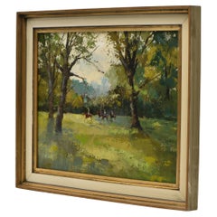 Oil Painting of Training Jockeys by Mark Randall 1980s