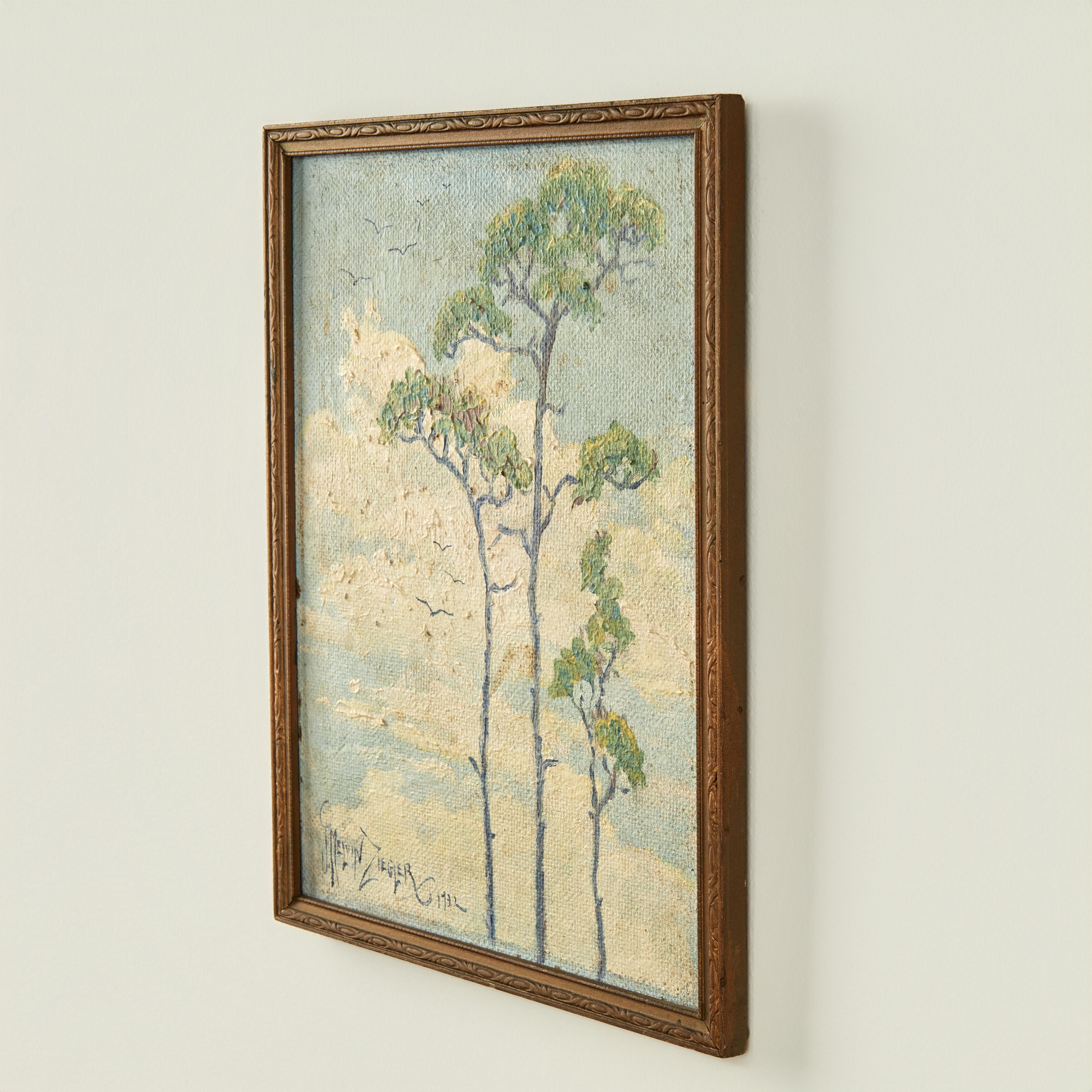 Peinture à l'huile d'arbres et d'oiseaux par l'Artistics de Floride J Melvin Ziegler en vente 3