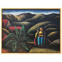 Oil Painting of Two Kids Lost in Mexico Mountains