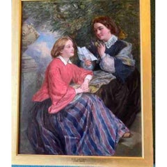 Oil Painting of Two Ladies Discussing Letter 'John Faed'